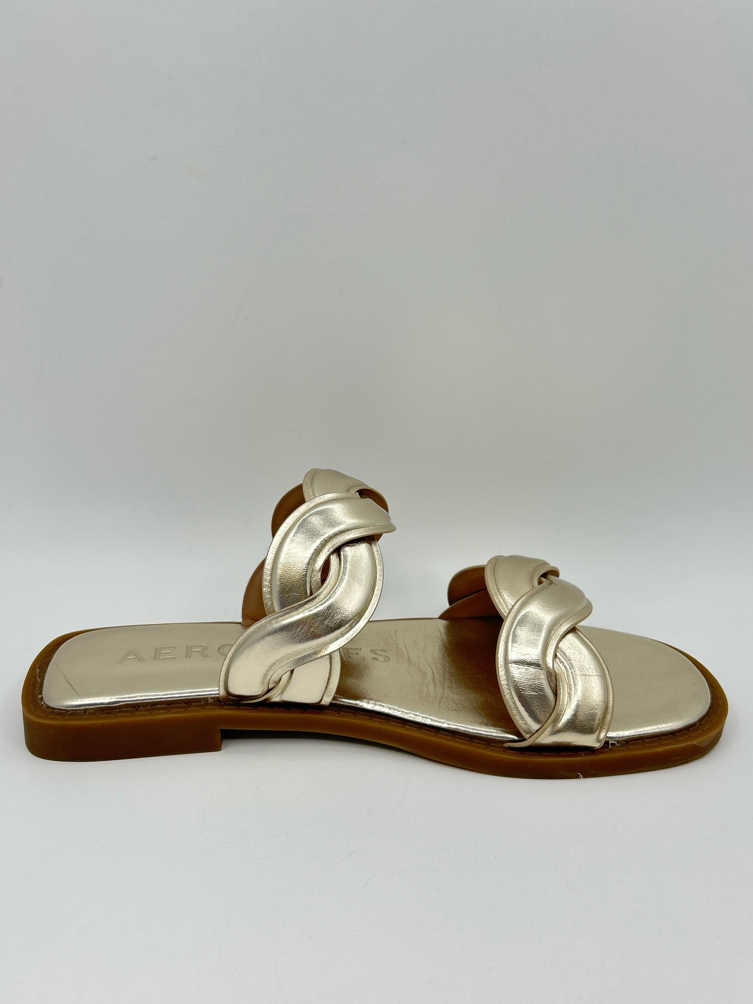 AEROSOLES Size 7.5 Gold Women Sandal