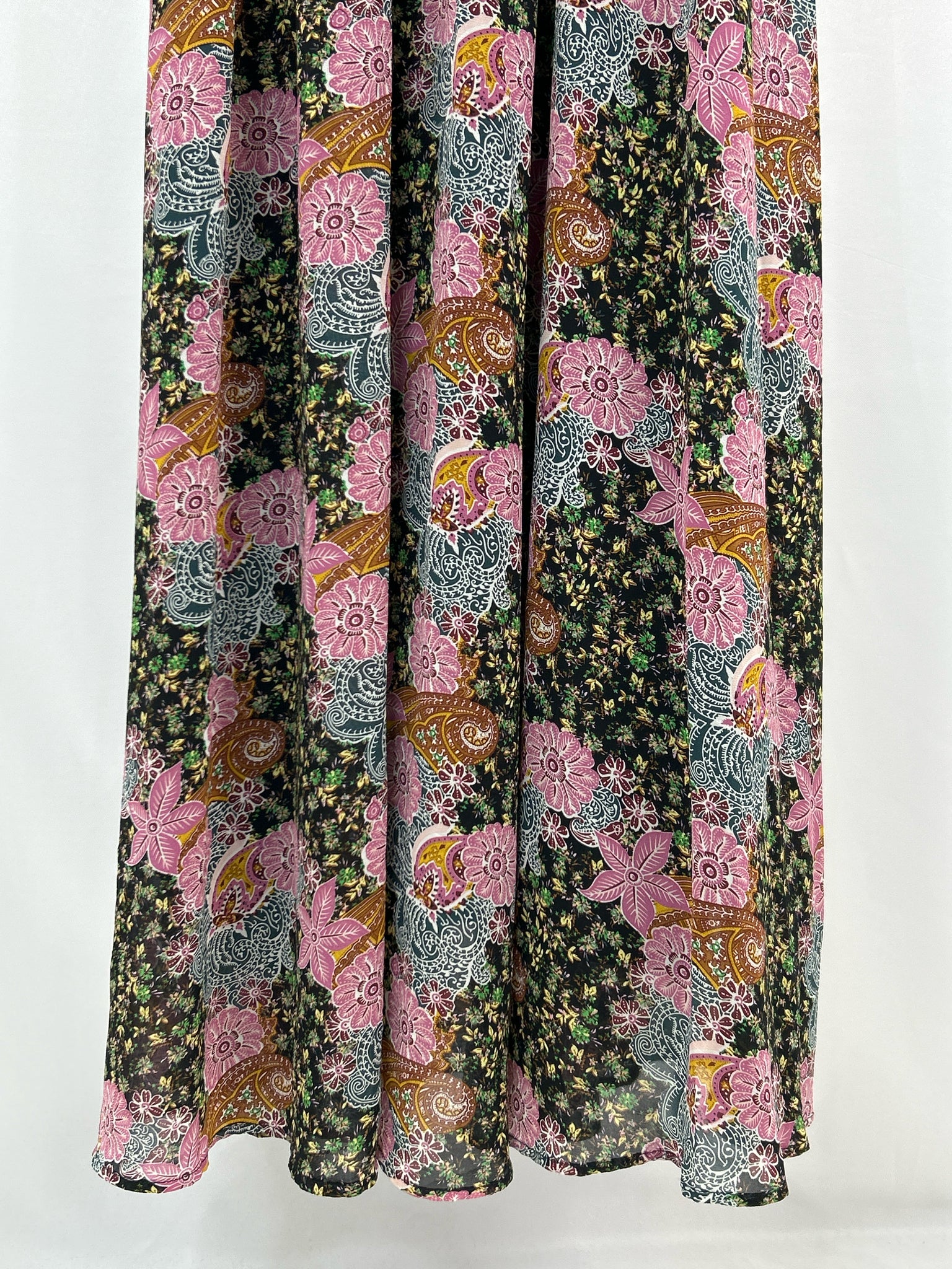 ENTRO Size M Purple & Green Print Women Dress