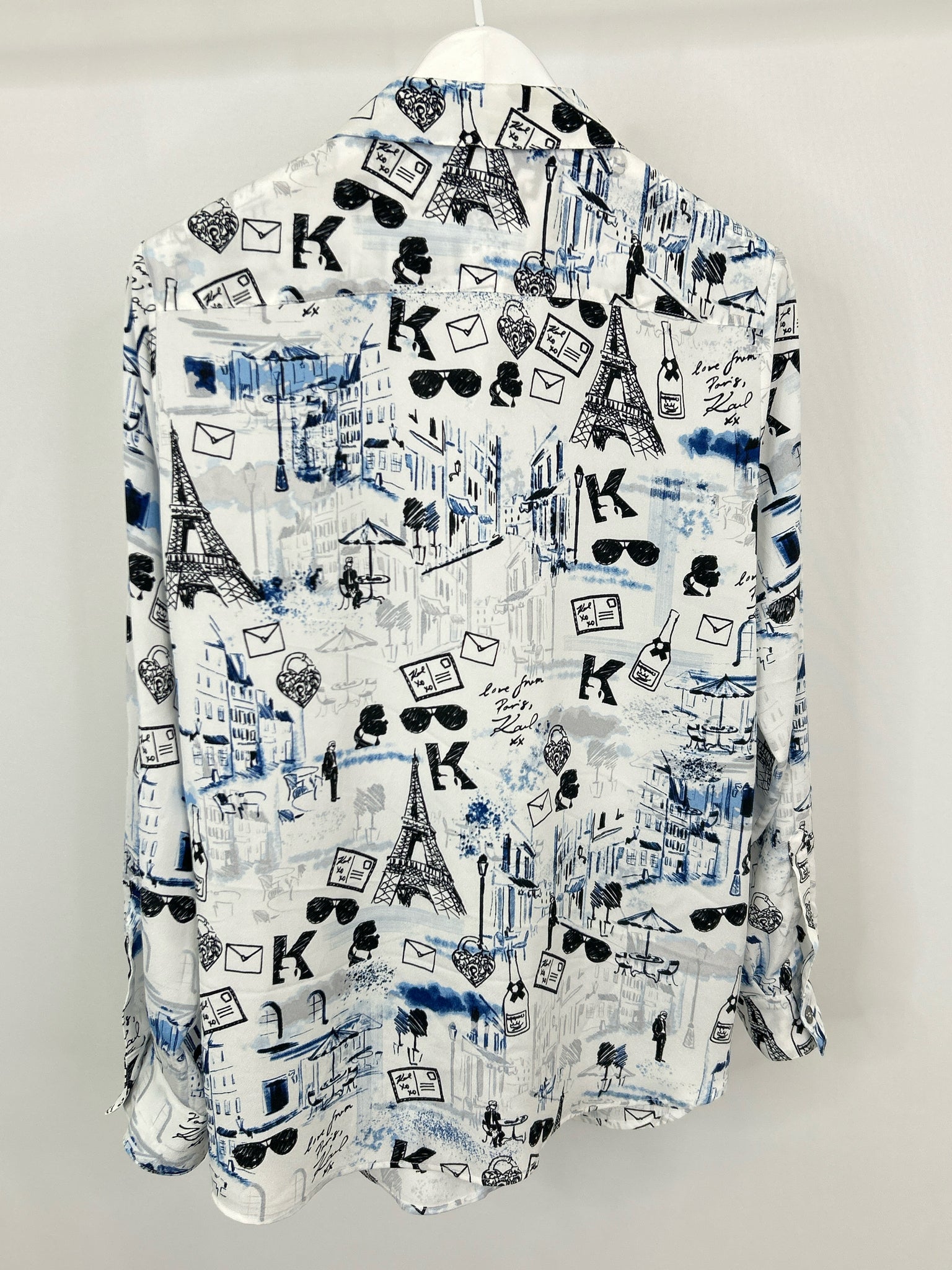 KARL LAGERFELD Size L White Print Women Shirt