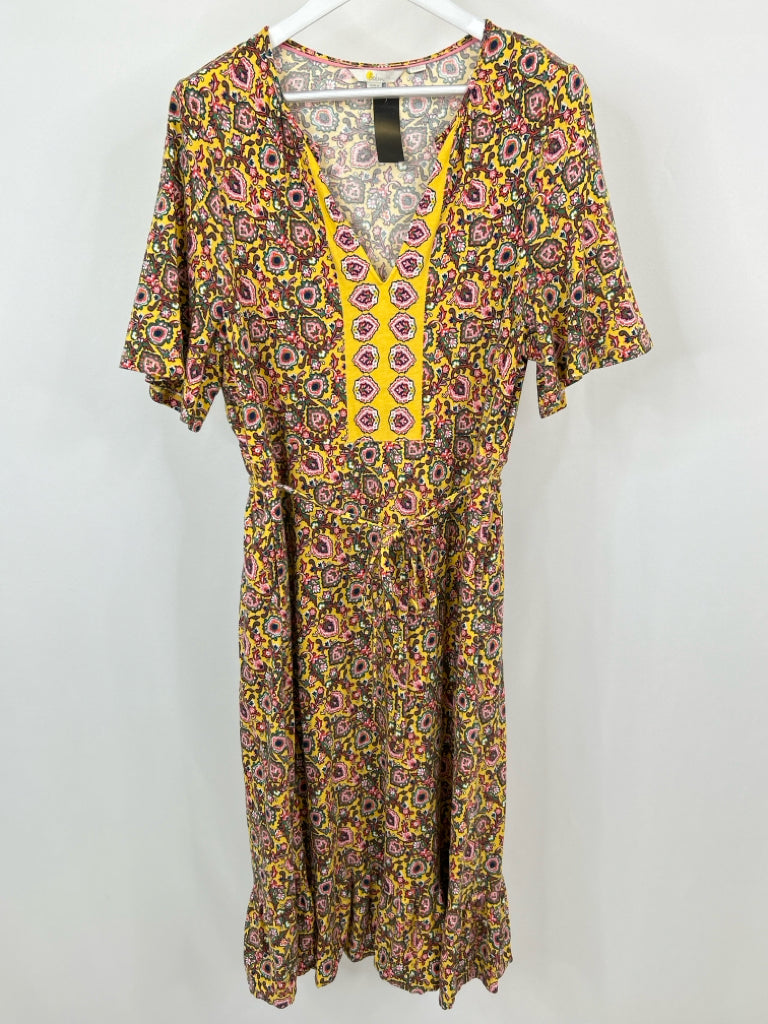 BODEN Size 20/22R Yellow Print Women's Dress