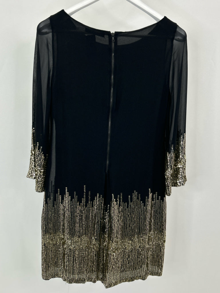 ALICE + OLIVIA Women Size M BLACK AND GOLD Dress