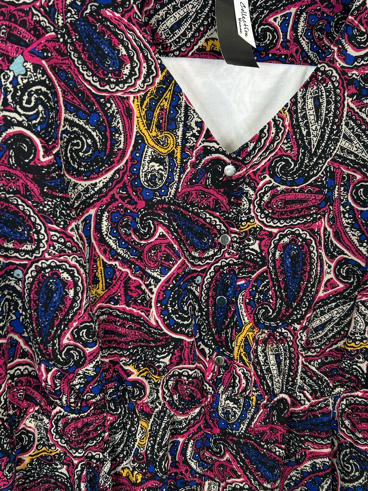 NY COLLECTION Size 2X Fuschia Print Women Dress