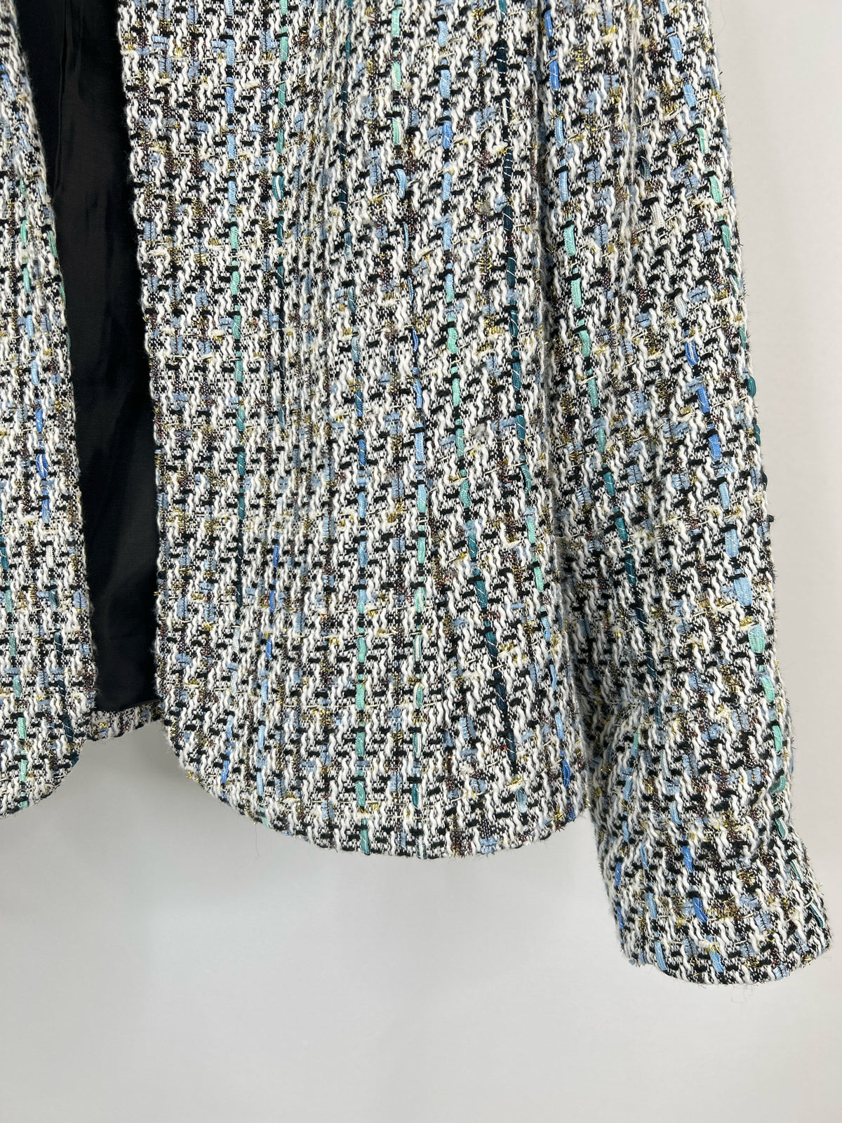 ANNE KLEIN Size L Blue & Black Women Jacket