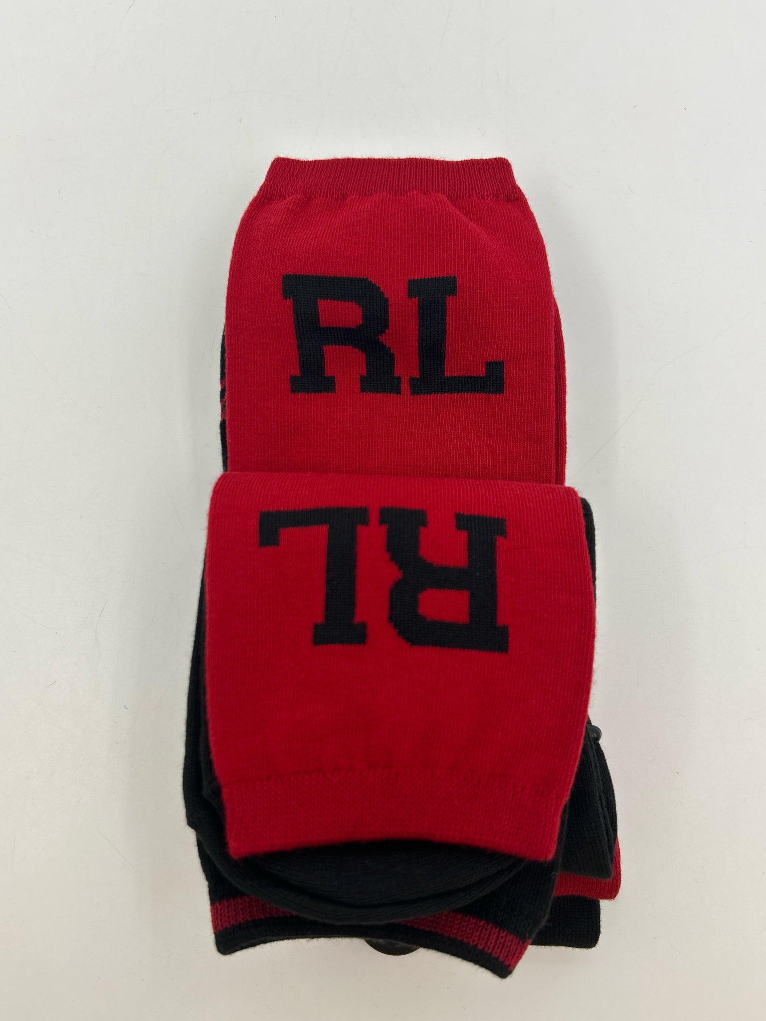 POLO Ralph Lauren Size 9-11 Red and Black Women Socks