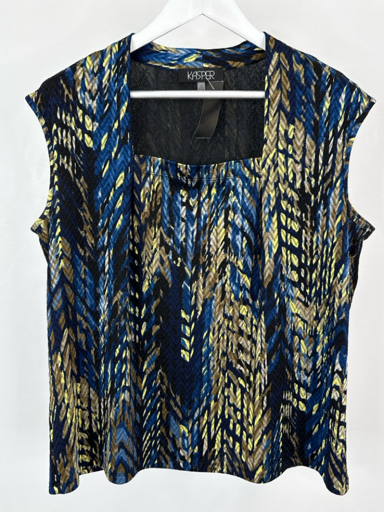 KASPER Size 1X Navy and yellow Women 2-piece Set