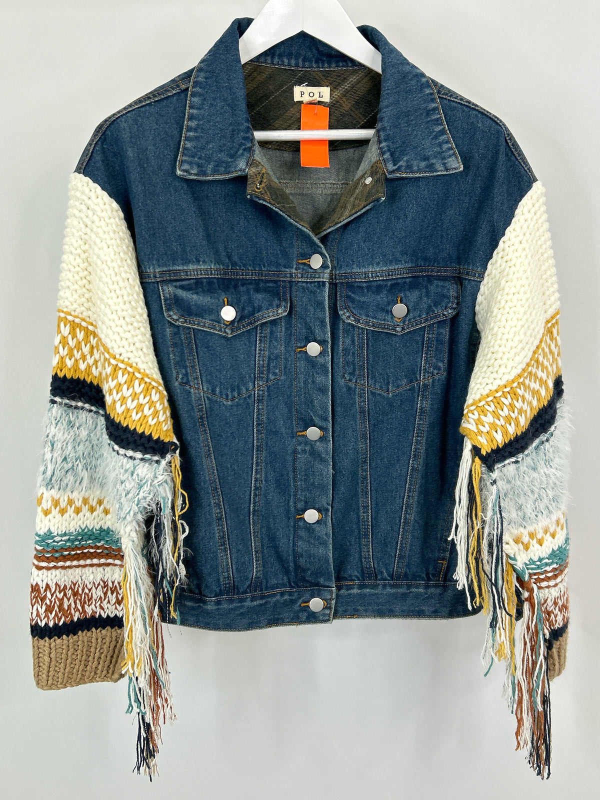 POL Size L BLUE DENIM Women Jacket