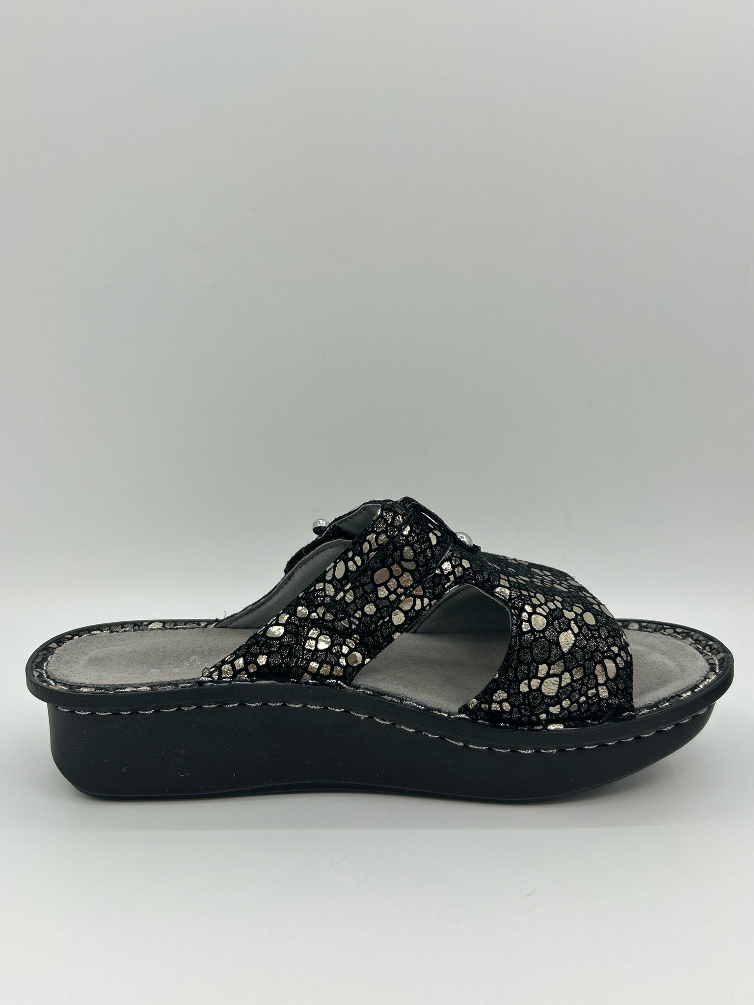 ALEGRIA Size 36 Black and Silver Women Sandal