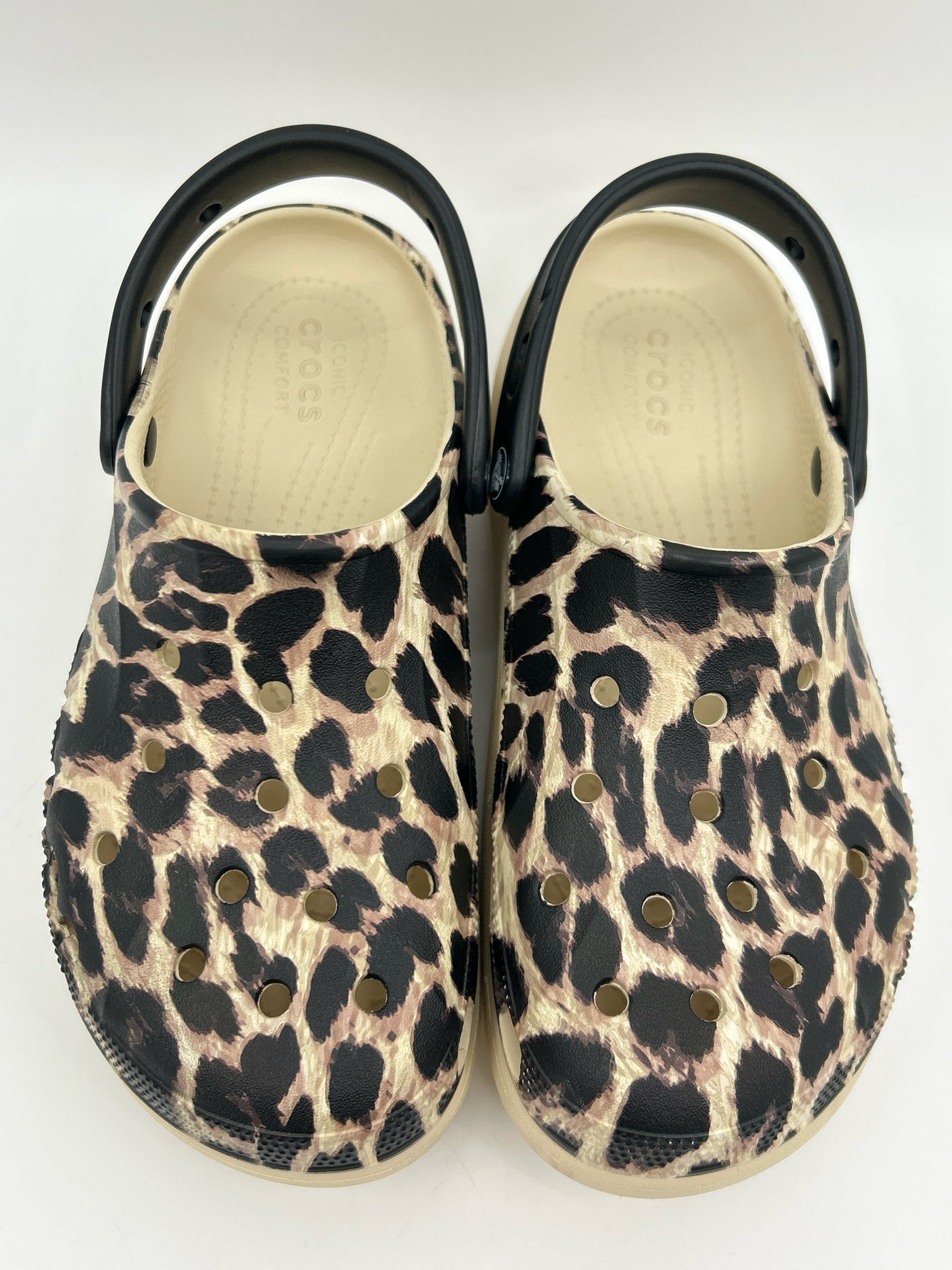 CROCS Size 8 BEIGE AND BLACK Women Clogs