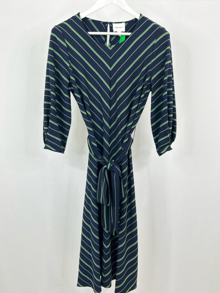 NINE WEST Women Size L NAVY STRIPED Dress