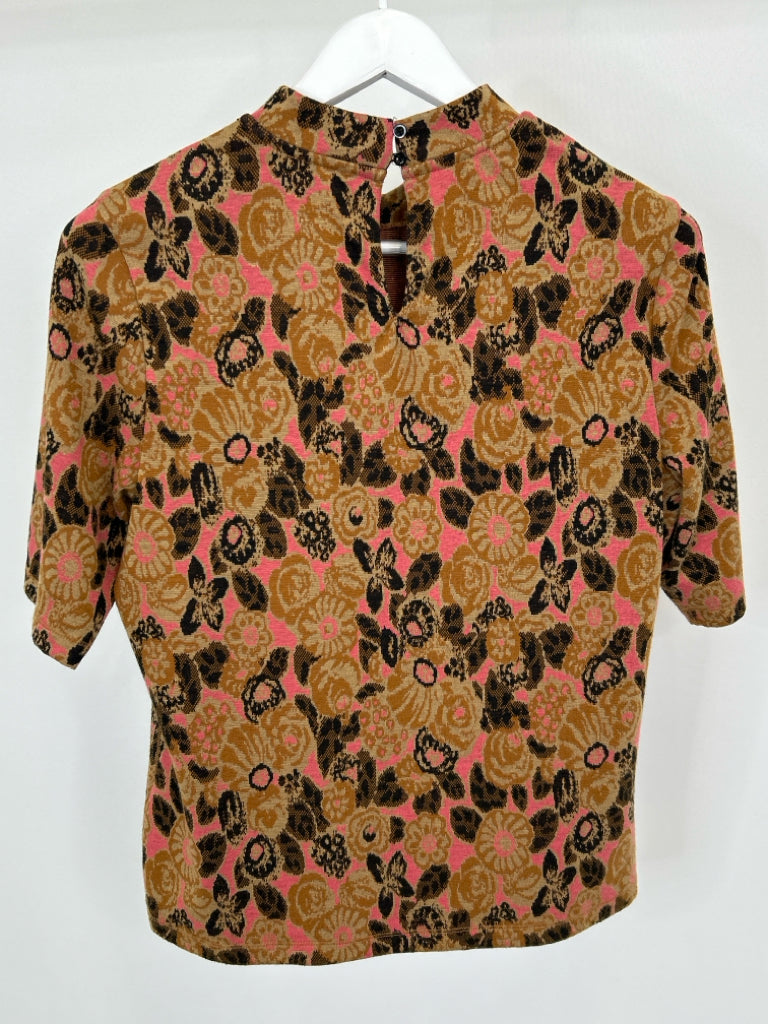 MAEVE Women Size L Brown Print Top