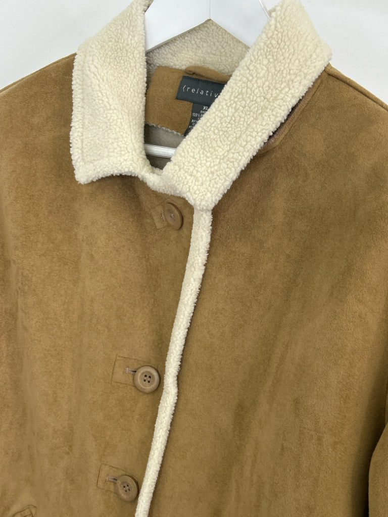 RELATIVITY Women Size XL Camel Coat