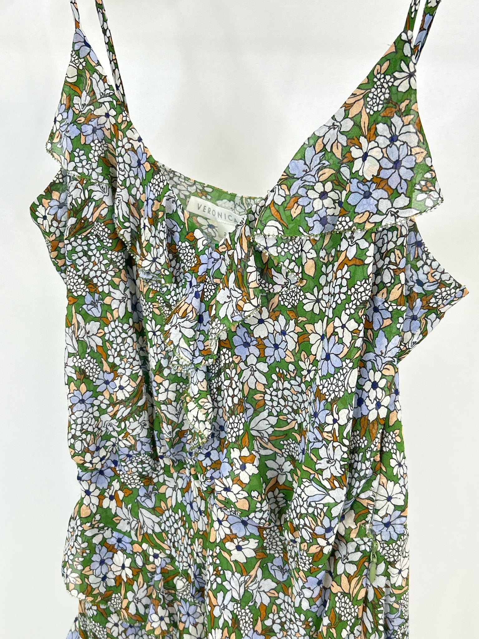 VERONICA BEARD Size 2 Green Floral Women Dress