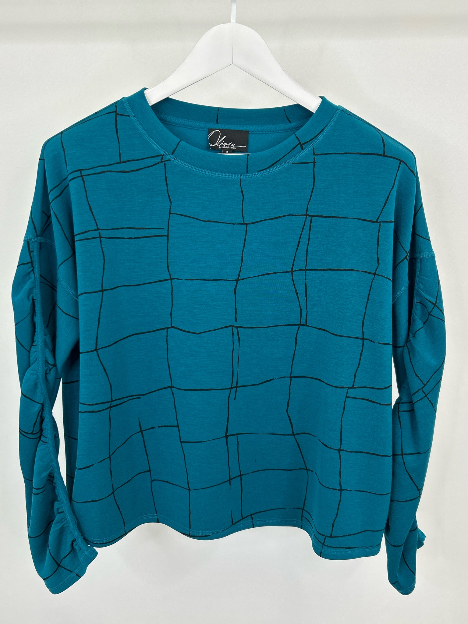 OLIVIA BY HABITAT CLOTHES Size S TEAL AND BLACK Women Pullover