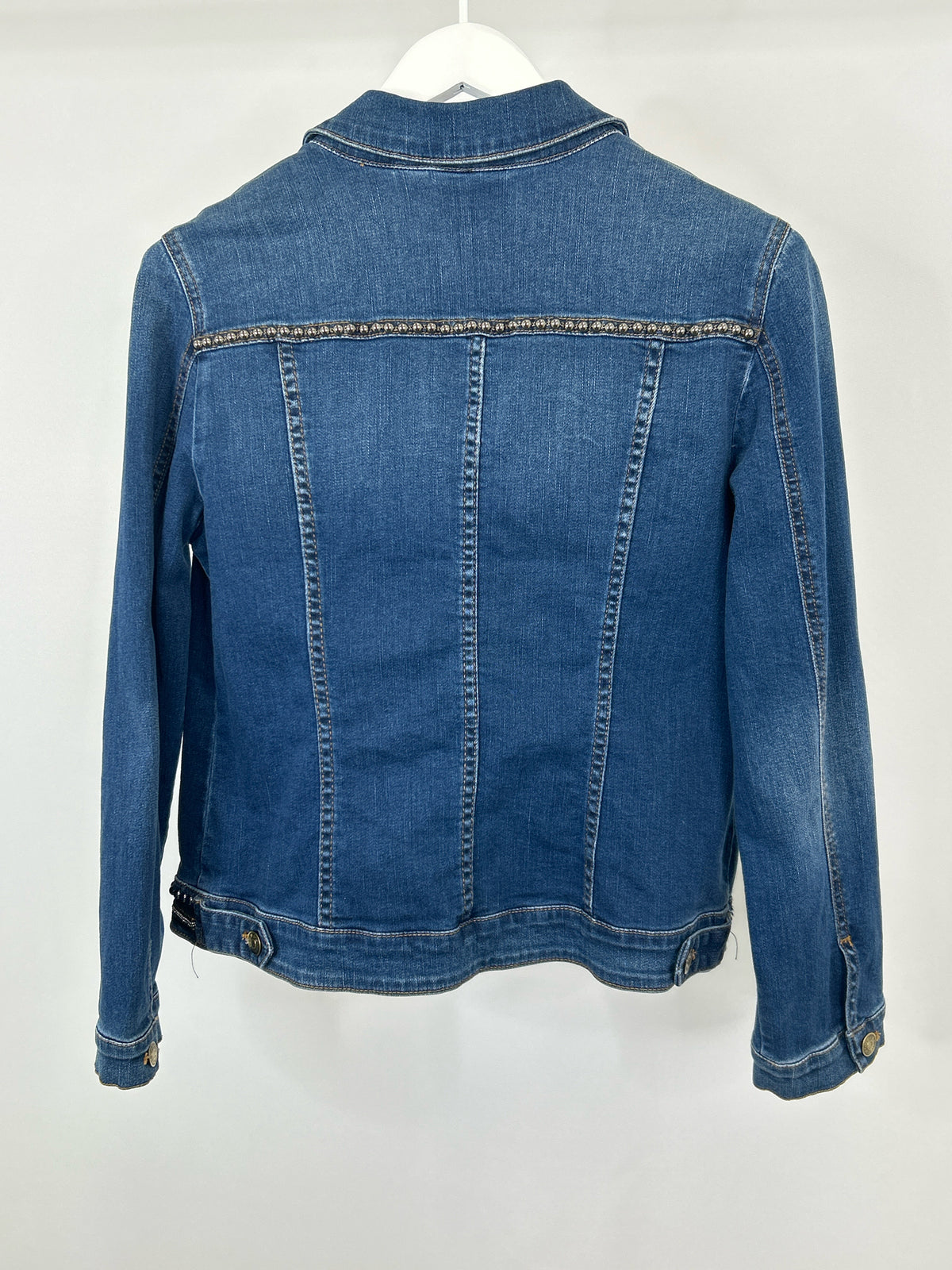 CHICO'S Size 6 BLUE DENIM Women Jacket