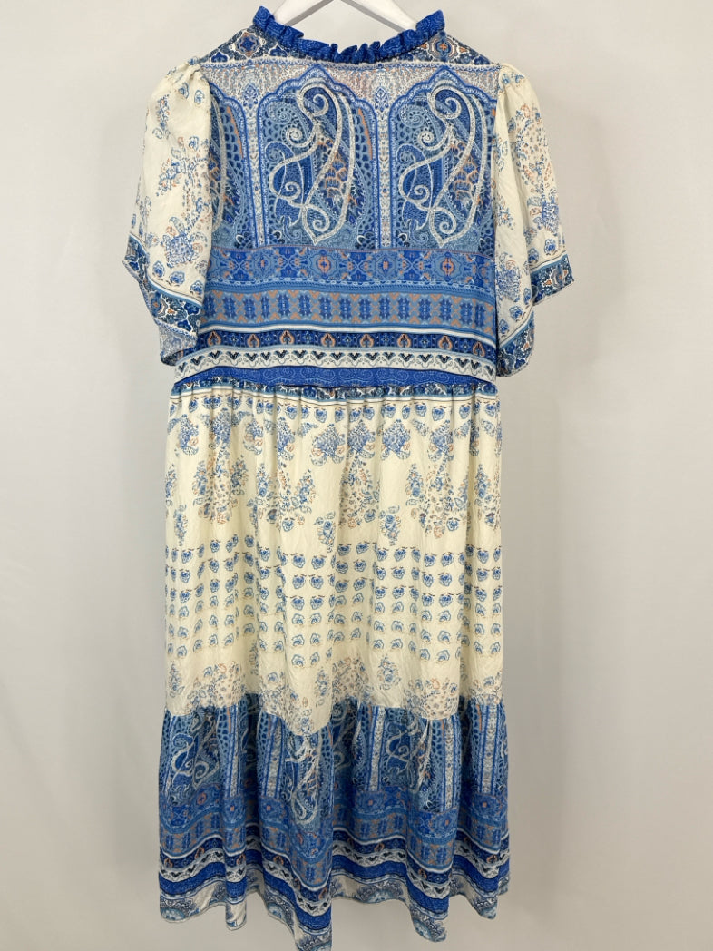 Adelante Size S WHITE AND BLUE Women Dress