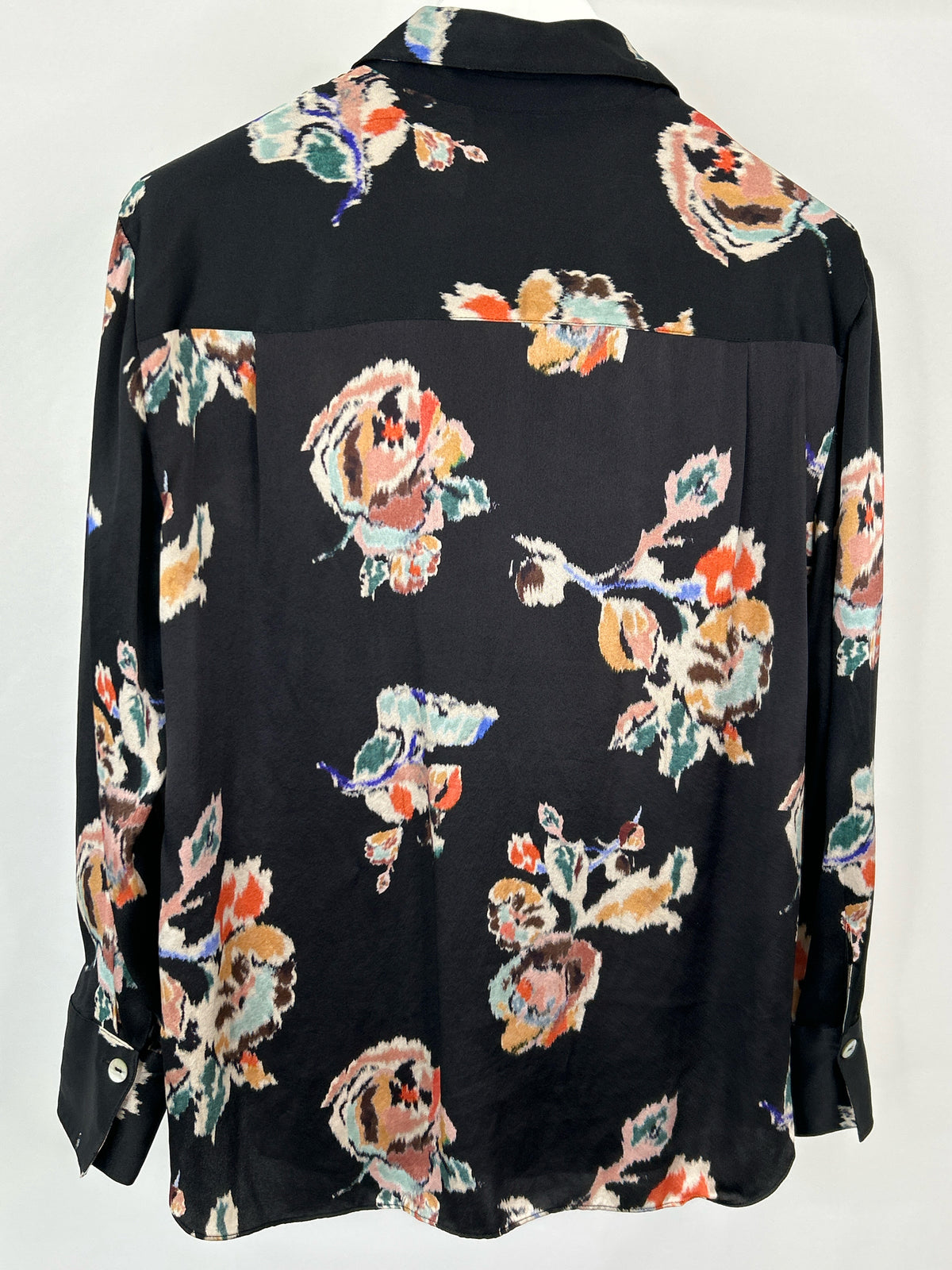 VINCE Size L Black Floral Women Shirt