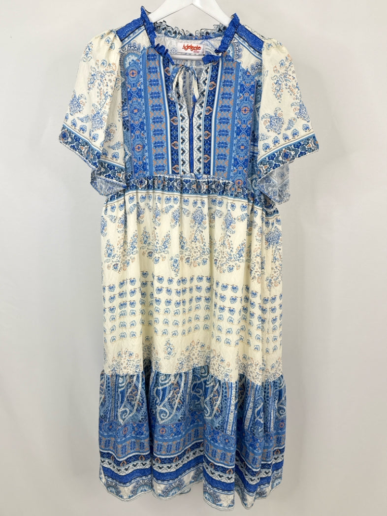 Adelante Size S WHITE AND BLUE Women Dress