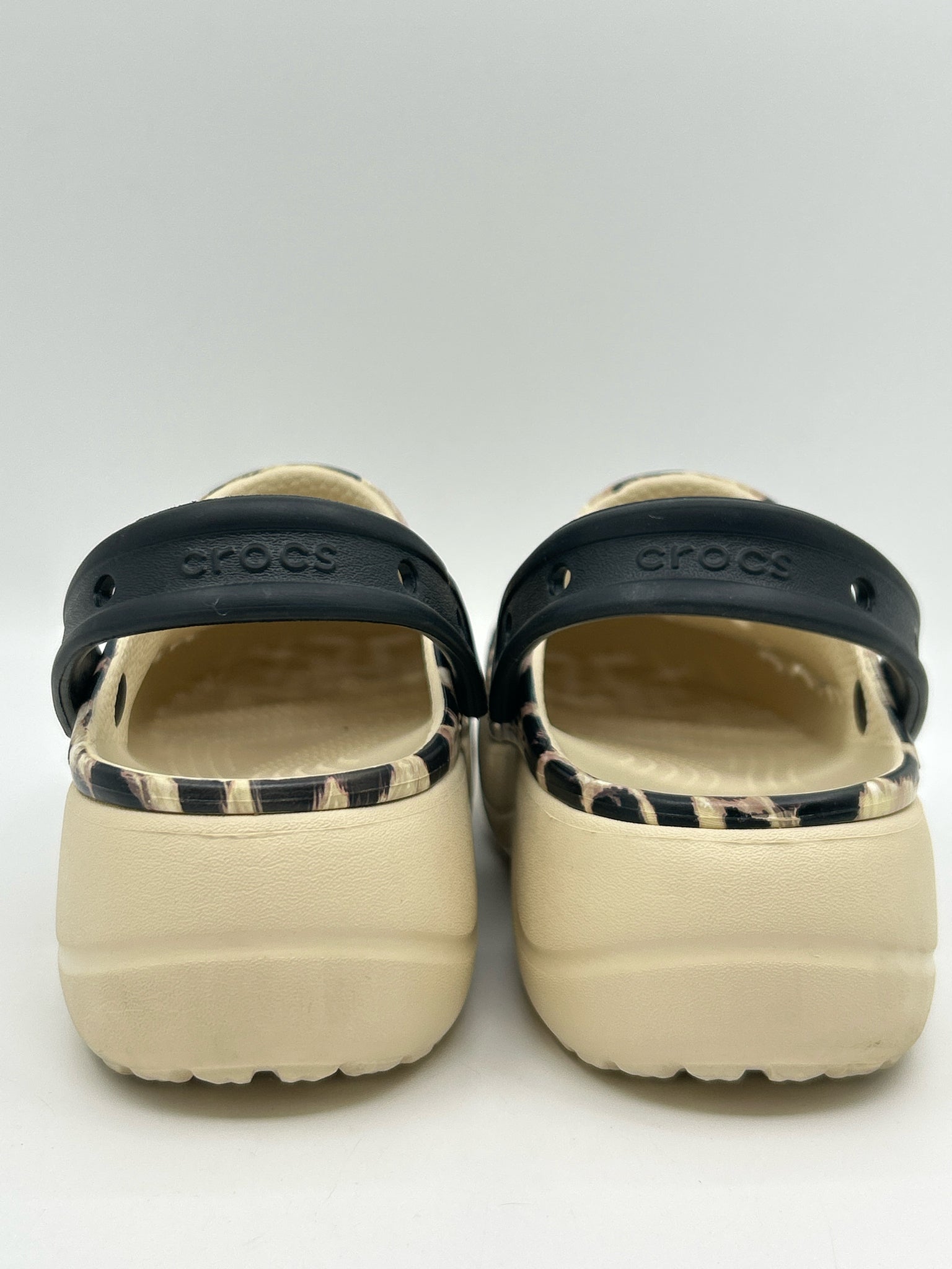 CROCS Size 8 BEIGE AND BLACK Women Clogs