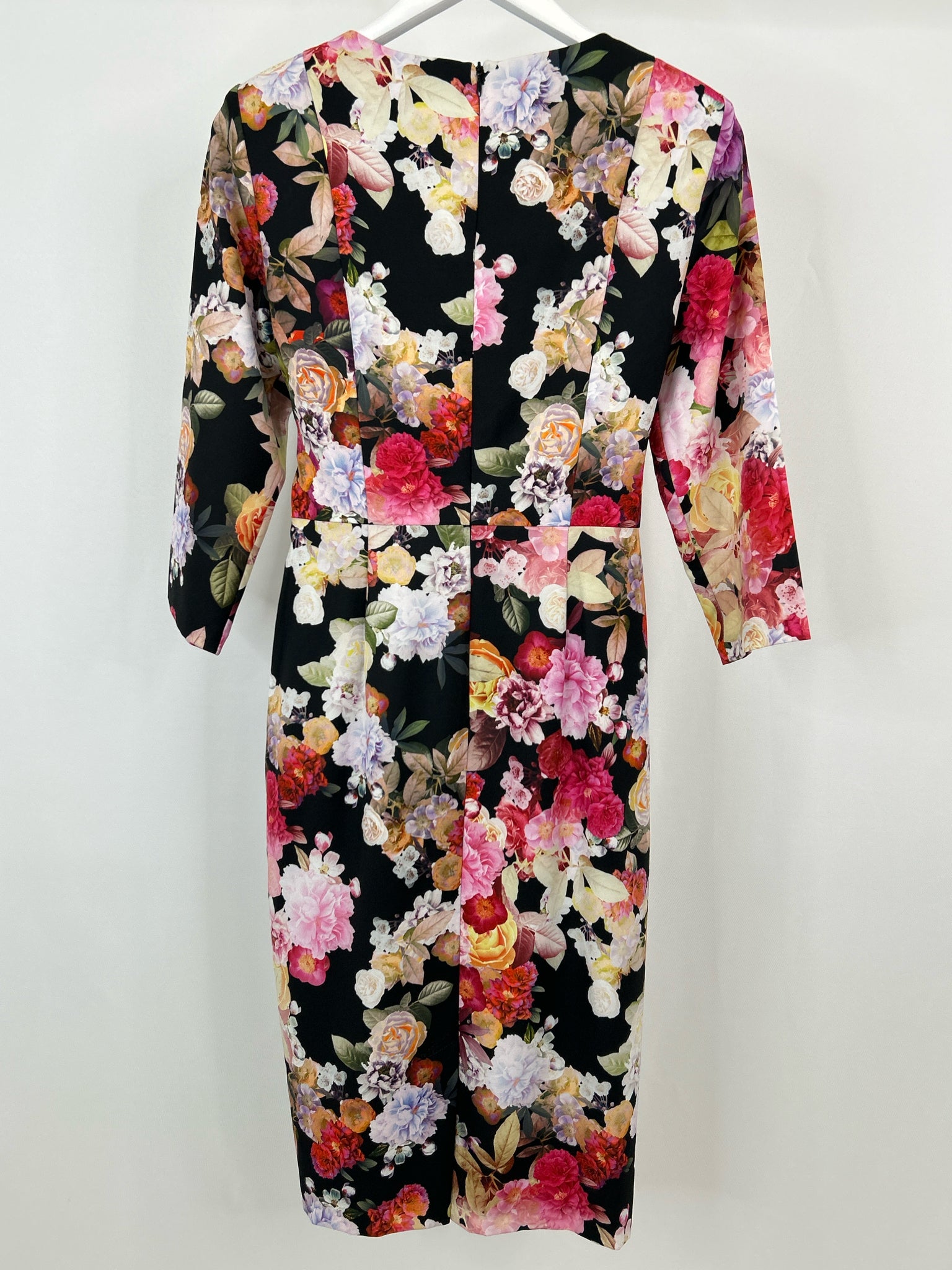 ADRIANNA PAPELL Size 8 Black Floral Women Dress