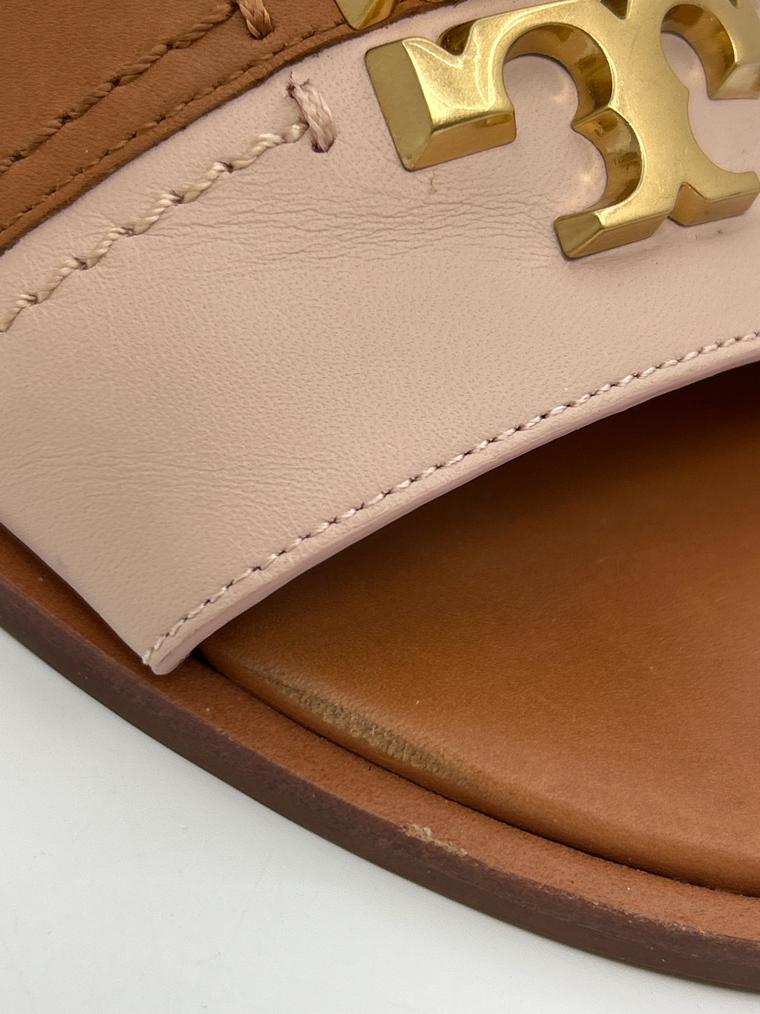 TORY BURCH Size 9.5M Tan and Pink Women Sandal