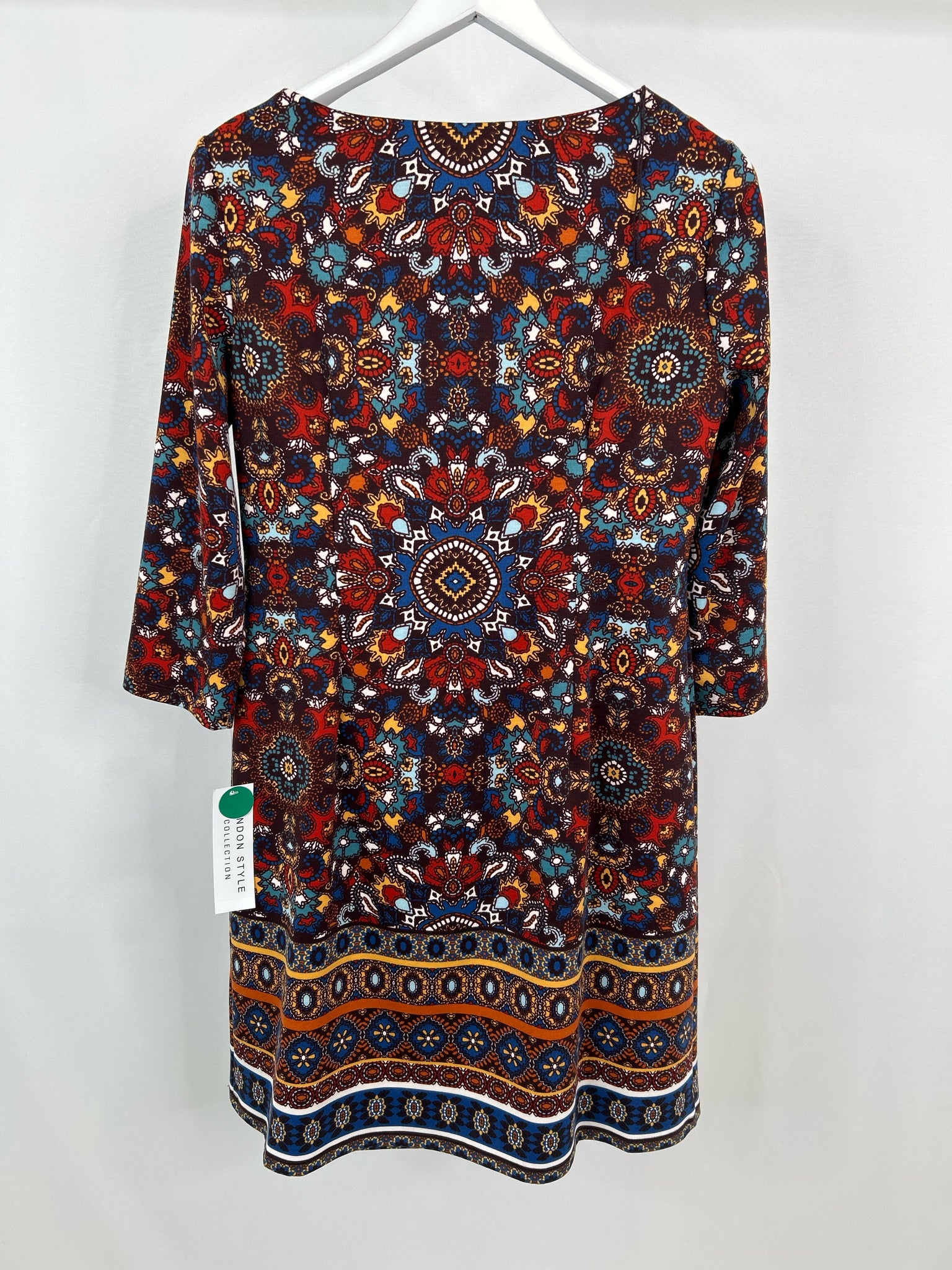 LONDON STYLE COLLECTION Size 12 Brown Print Women Dress
