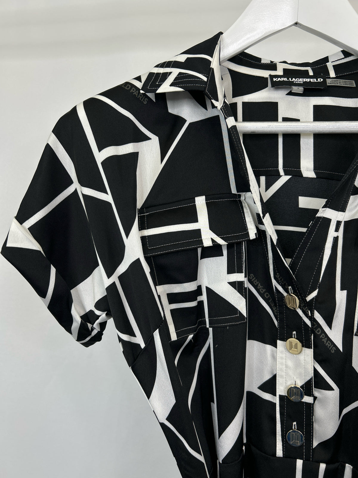 KARL LAGERFELD Size 6 Black & White Women Dress
