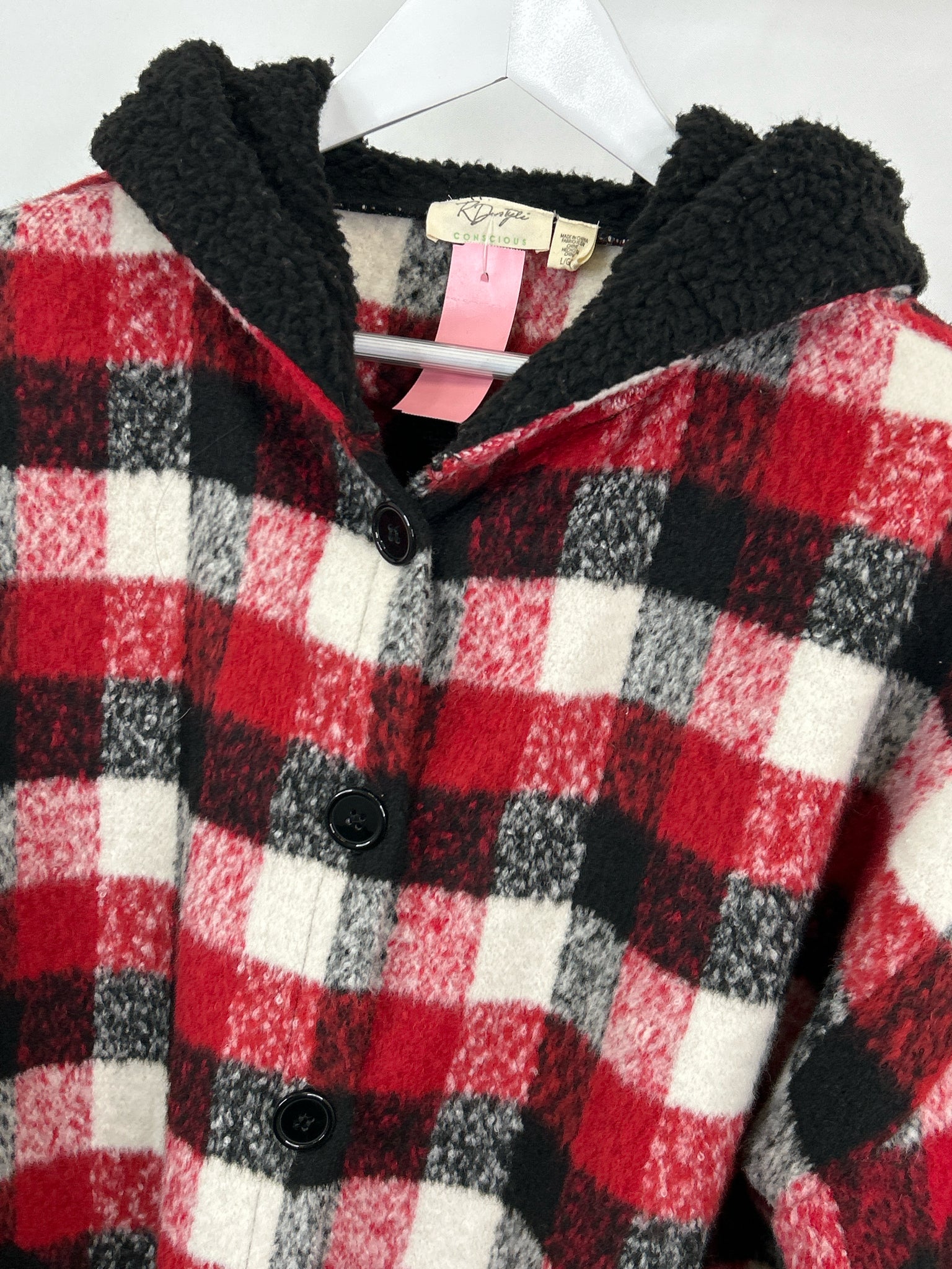 RD STYLE Size L Red & Black Women Coat