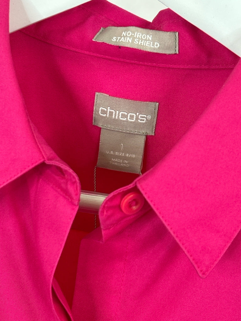 CHICO'S Size 1 / US Size 8/10 Hot Pink Shirt NWT