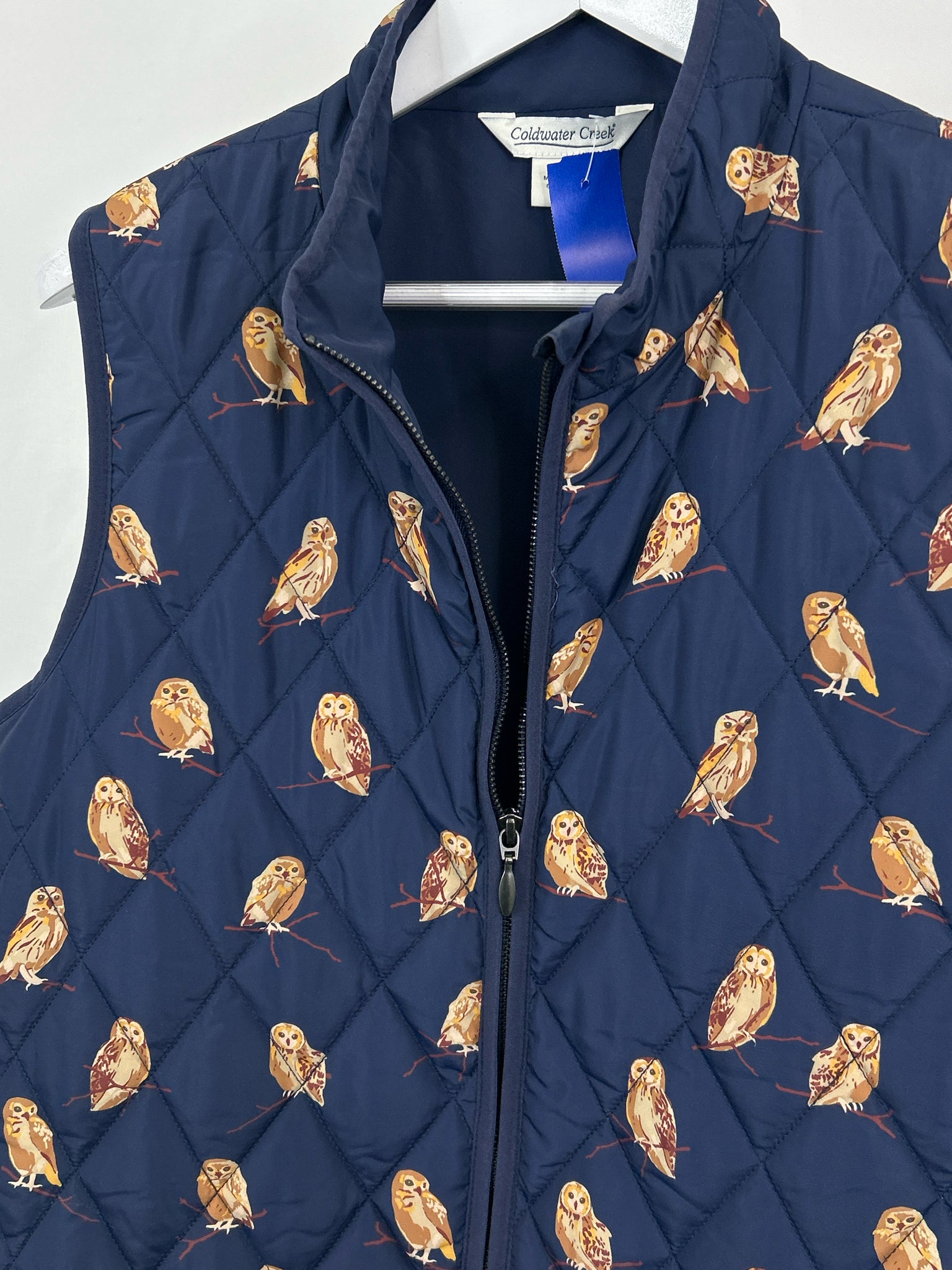COLDWATER CREEK Size L Blue Print Women Vest
