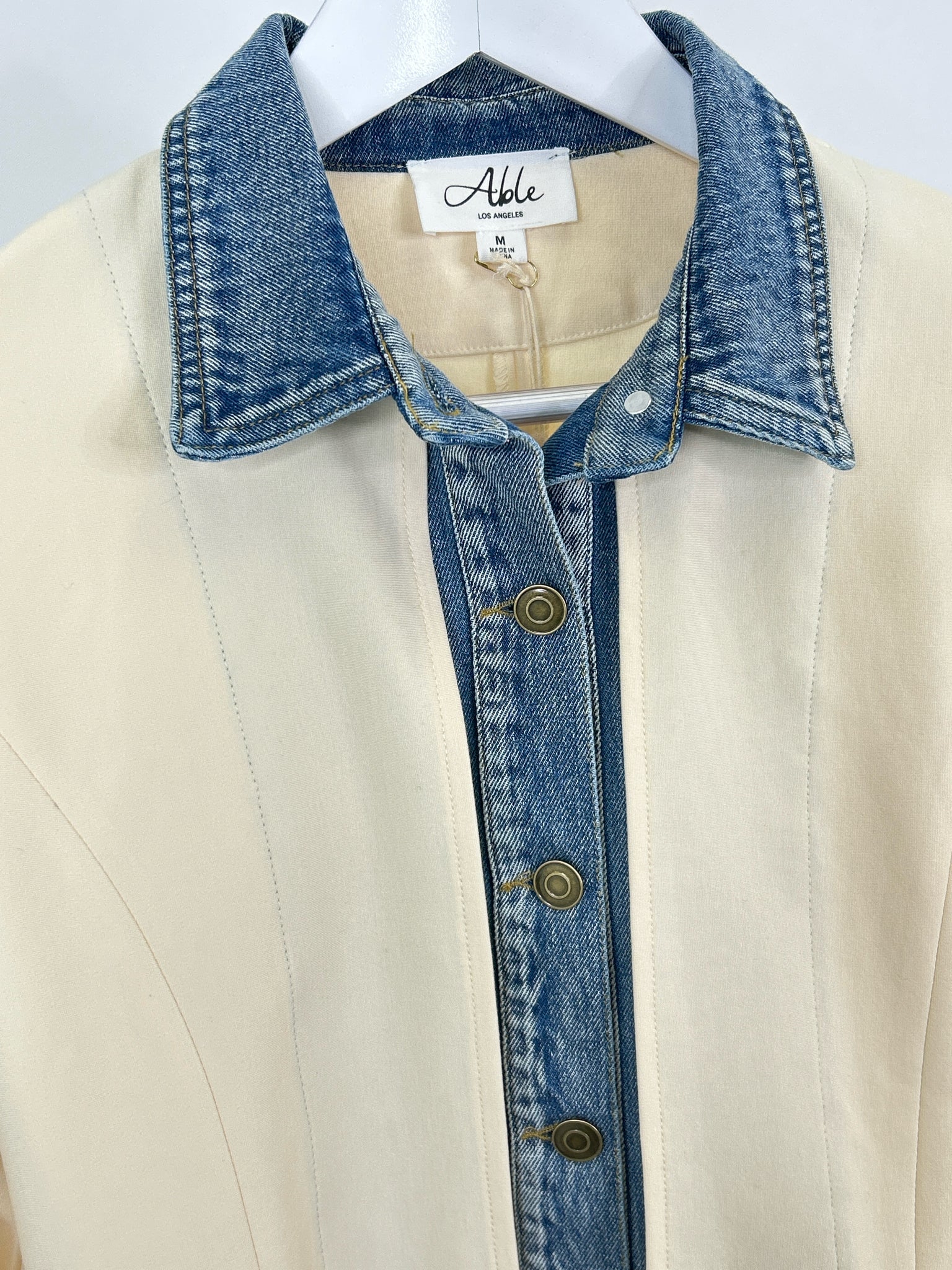 ABLE Size M Cream and Denim Women Jacket NWT