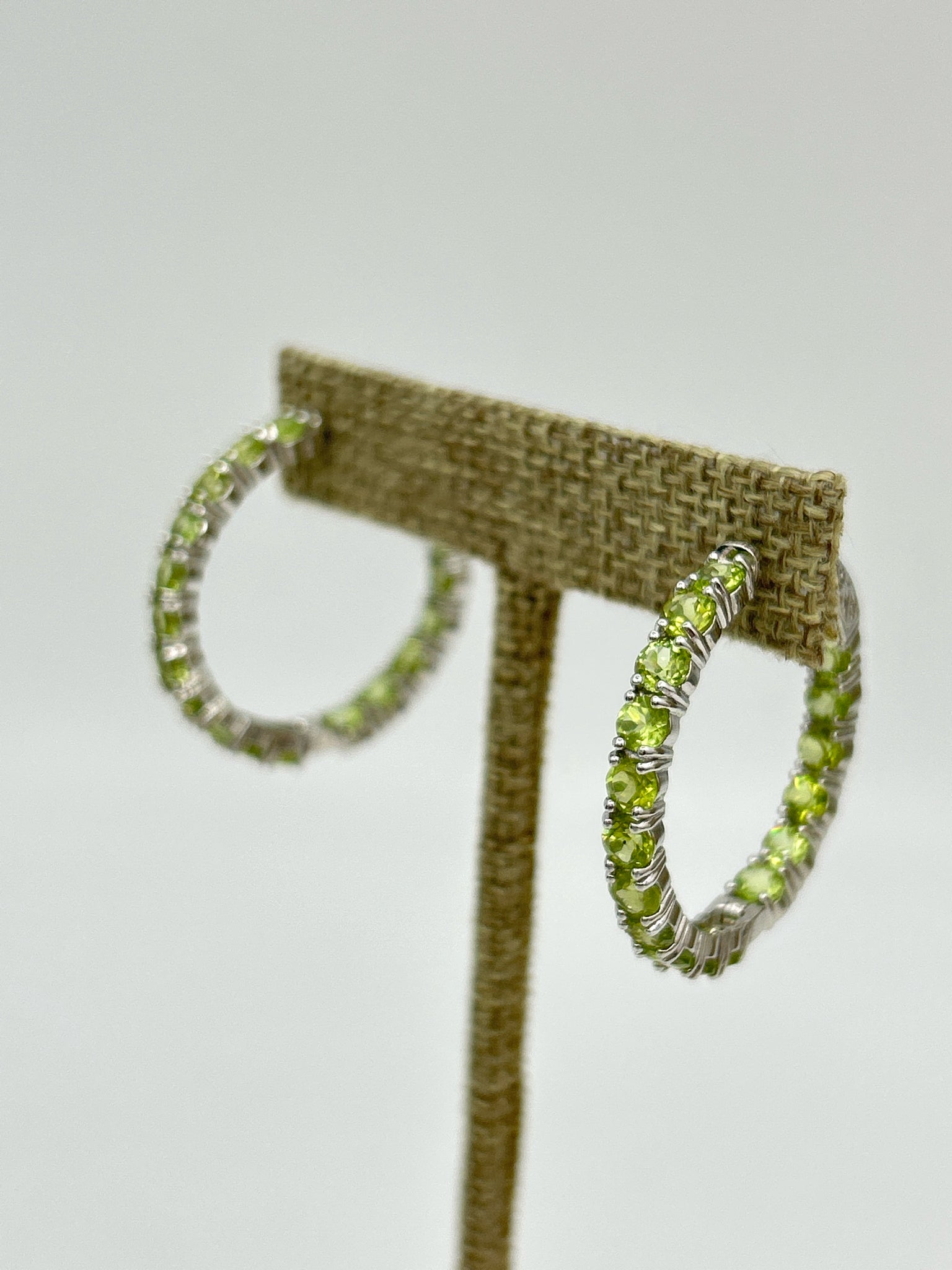 Sterling Silver SILVER AND GREEN Earrings