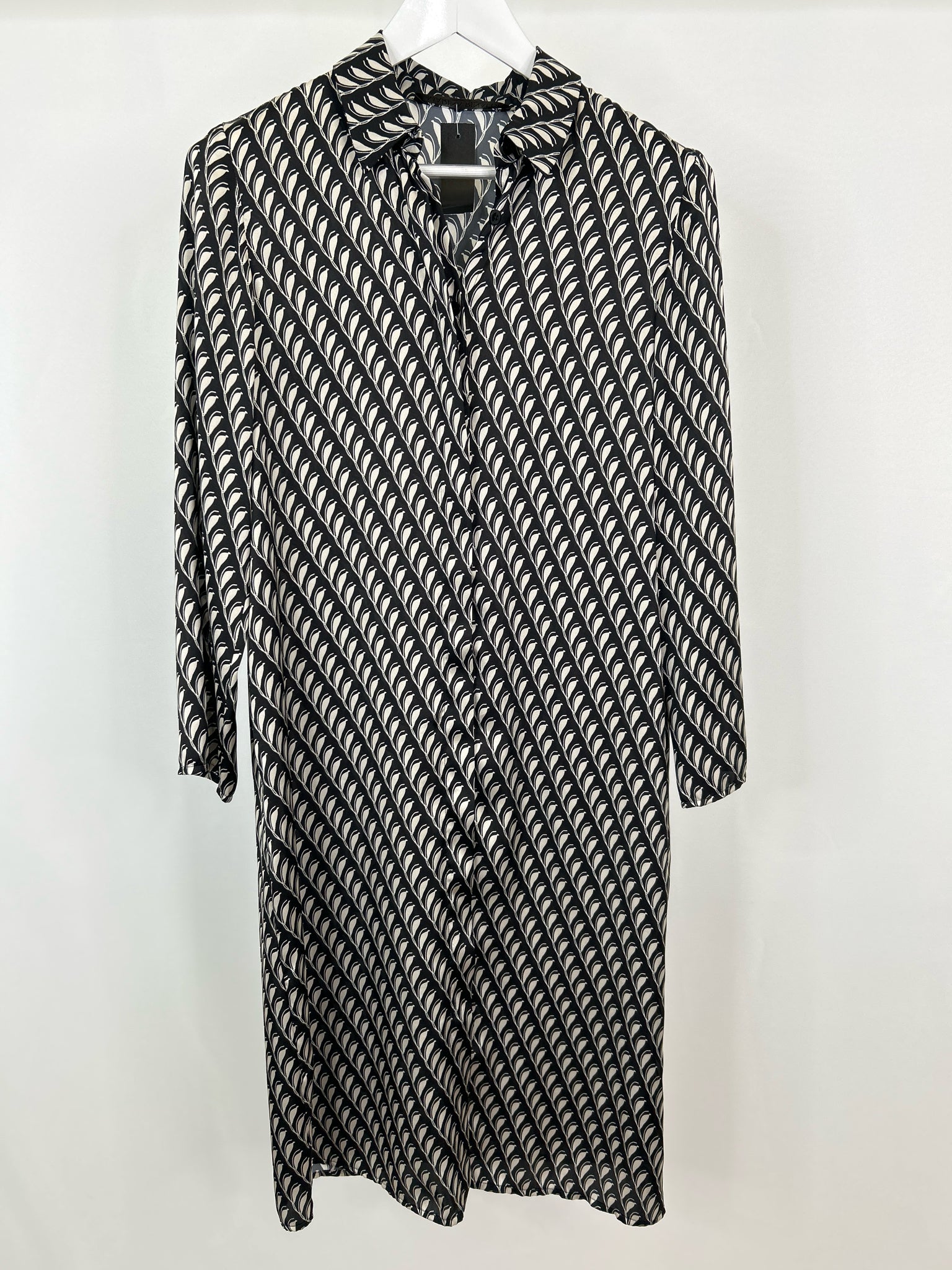 MARINA RINALDI Size 4 Black Print Women Dress