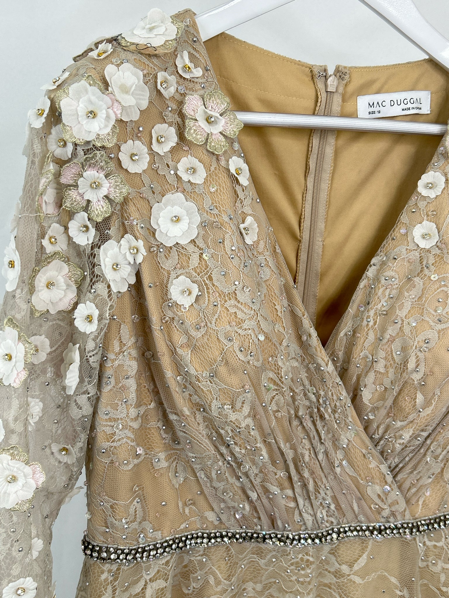 MAC DUGGAL Size 12 Beige Women Dress