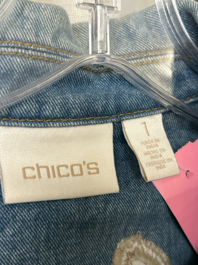 CHICO'S Women Size 8 BLUE DENIM Jacket