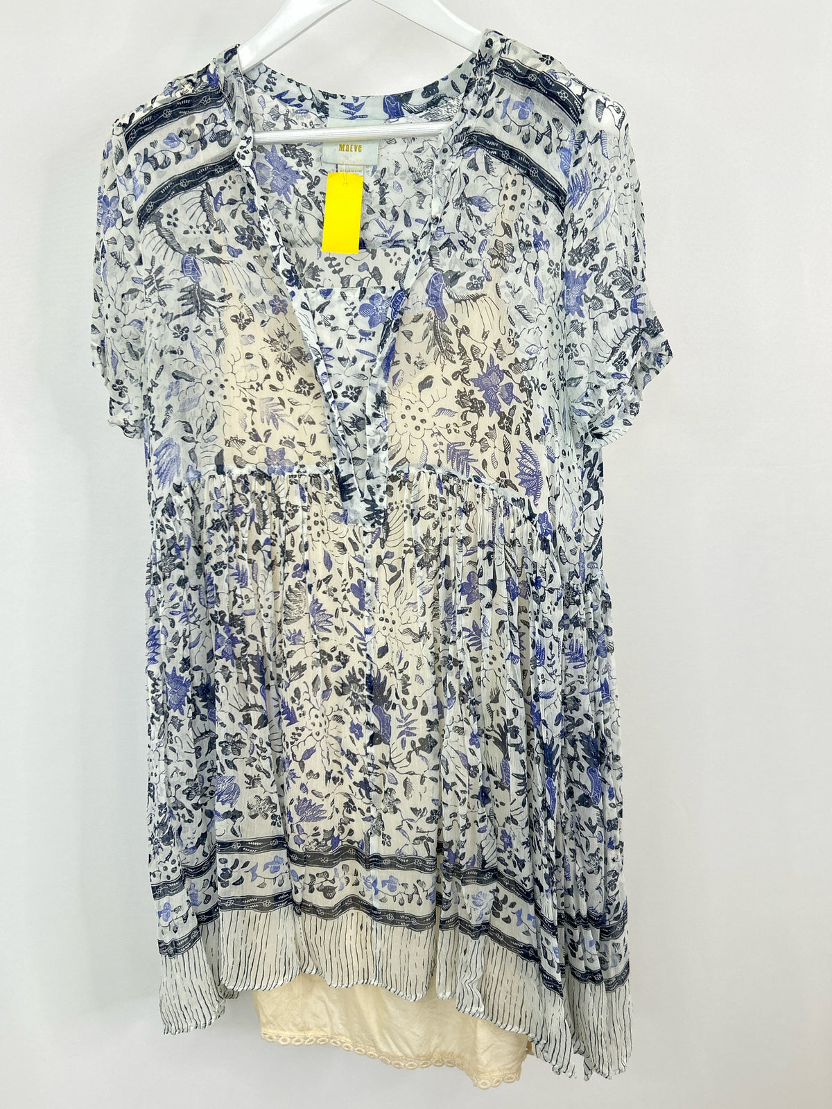 MAEVE Size 12 WHITE AND BLUE Women Dress