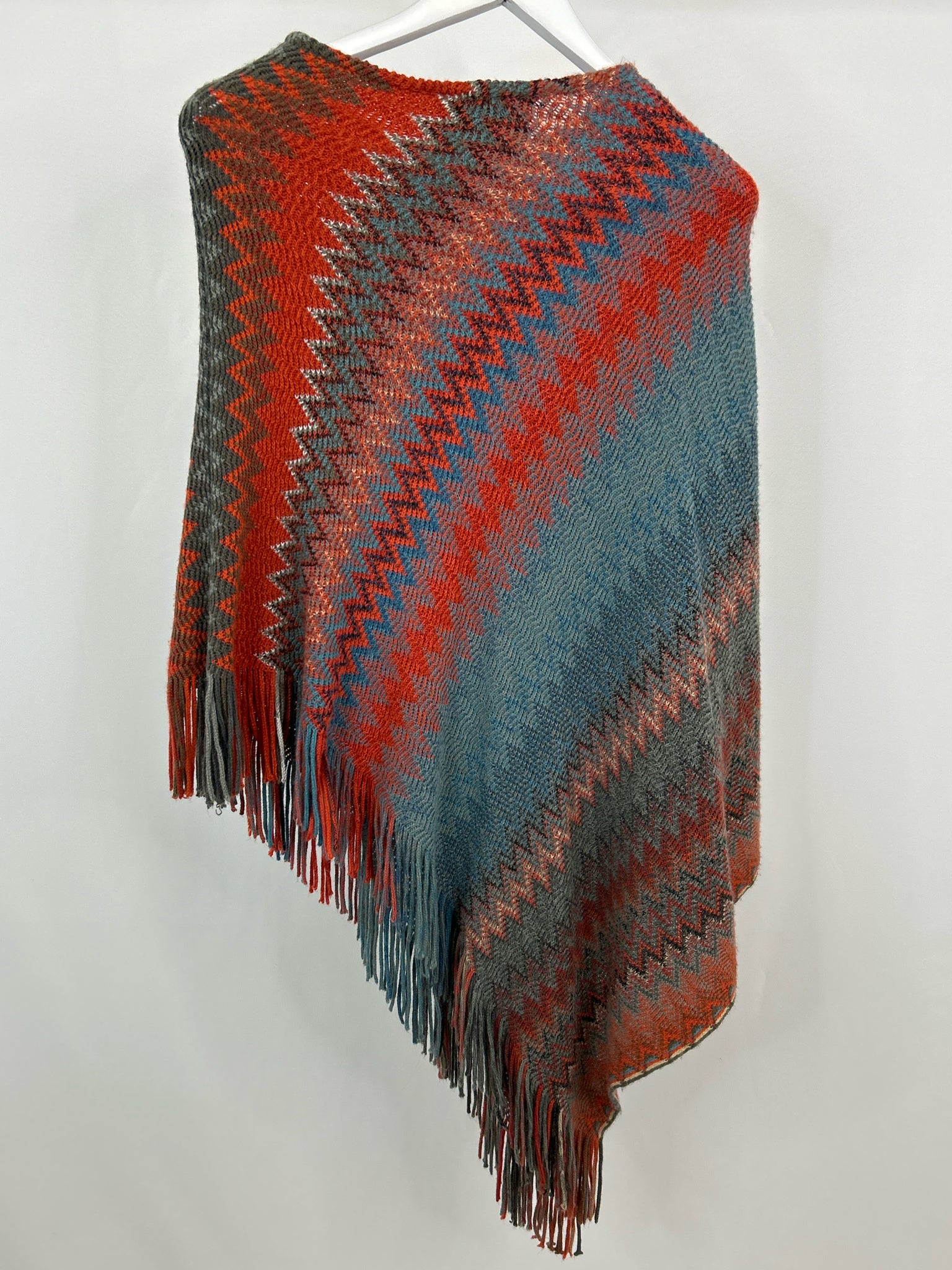 RYAN MICHAEL Size One Size orange and blue Women Poncho