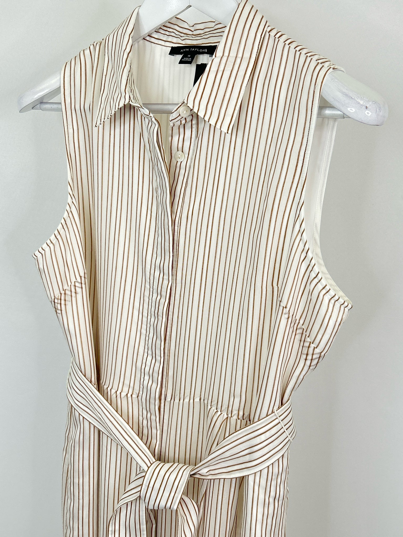 ANN TAYLOR Size M WHITE AND BROWN Women Dress