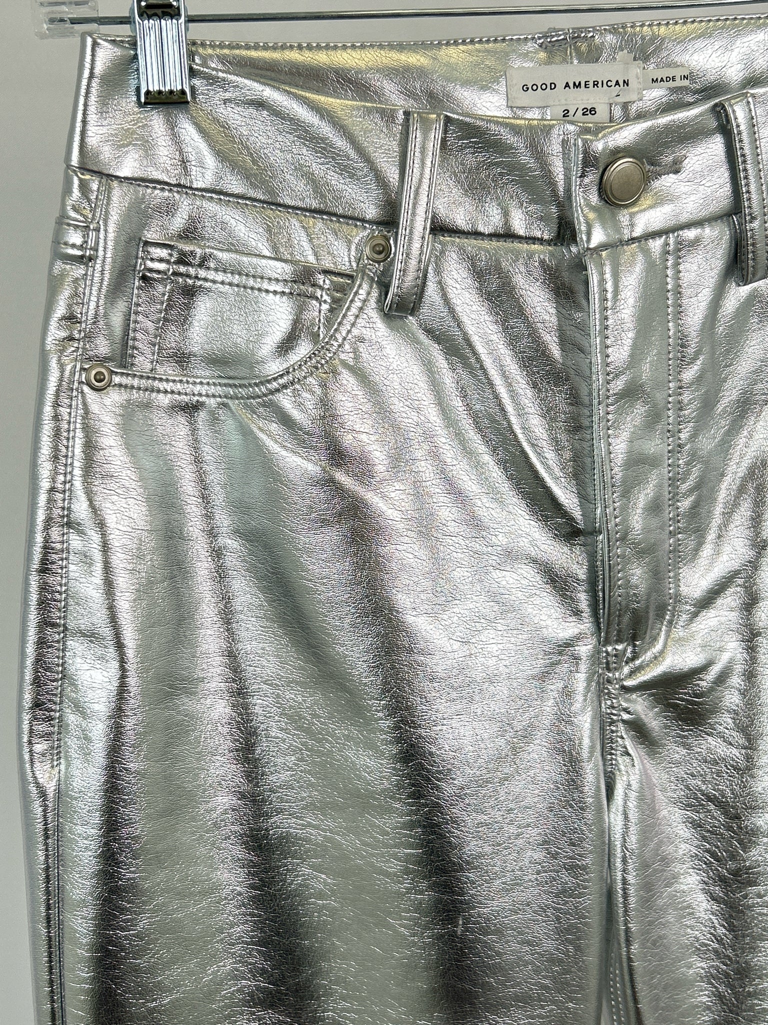 GOOD AMERICAN Size 2/26 Silver Women Pants NWT