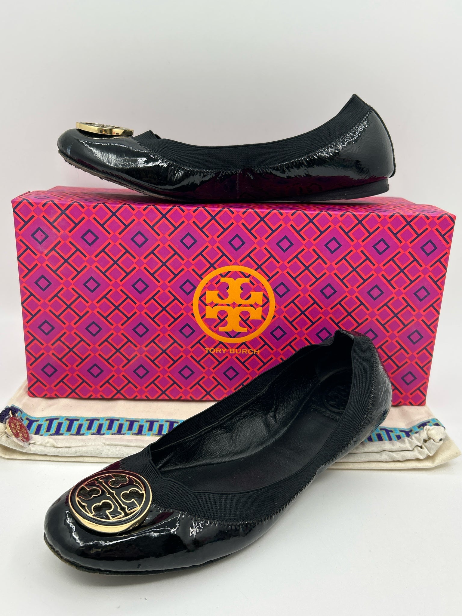 TORY BURCH Size 7.5 Black Women Flats
