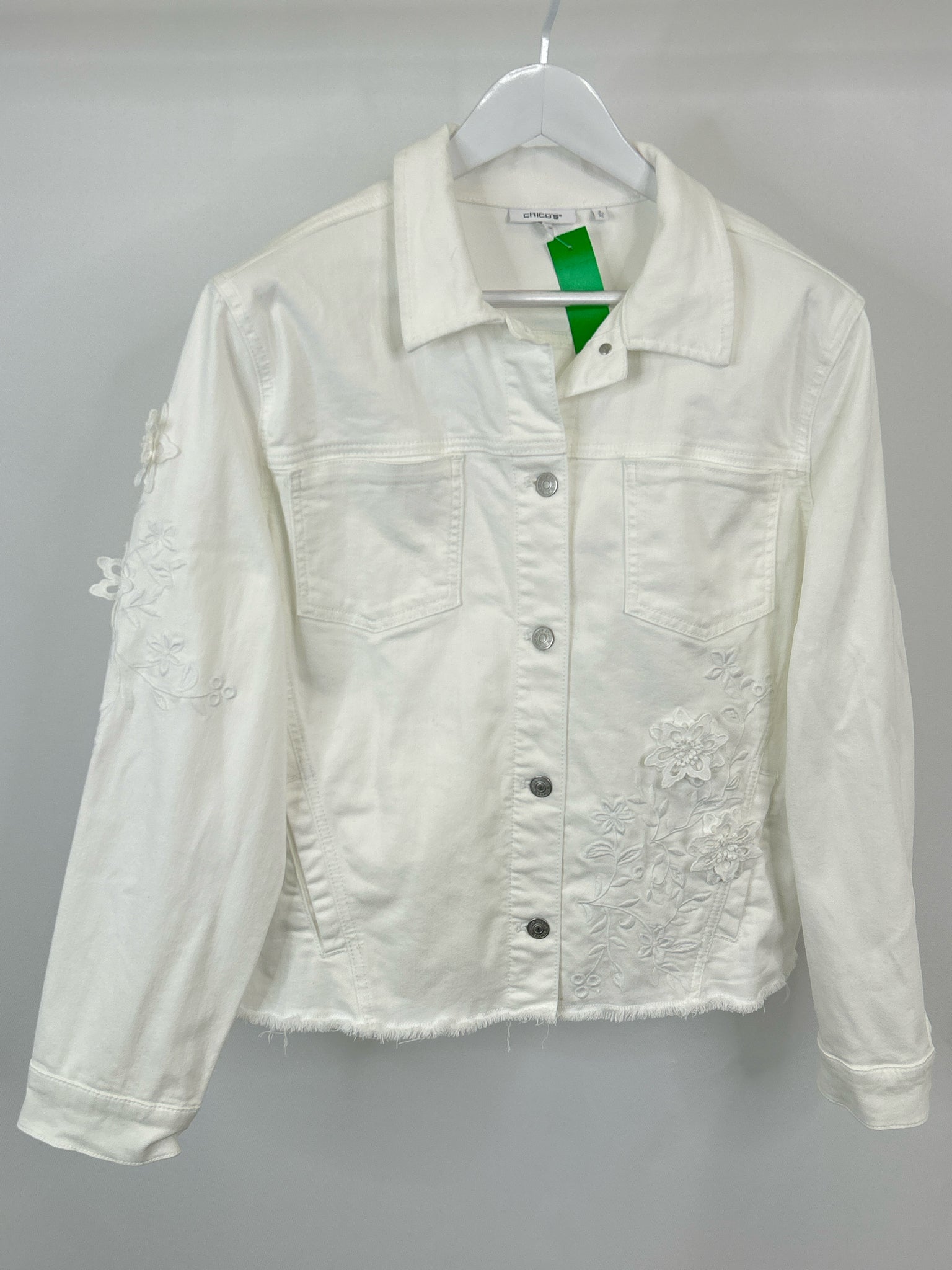 CHICO'S Size XL white denim Women Jacket