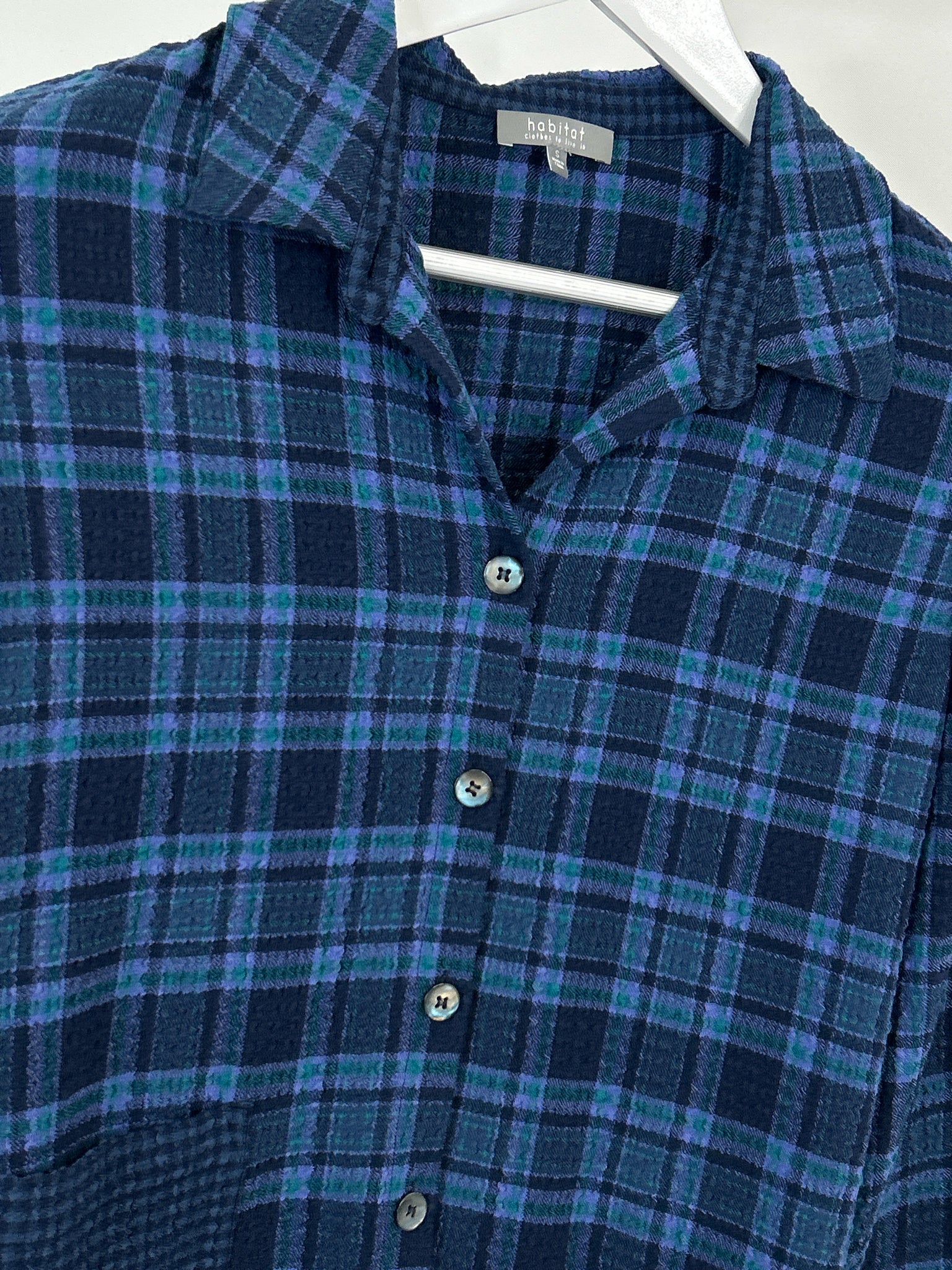 HABITAT Size S Blue Plaid Women Shirt