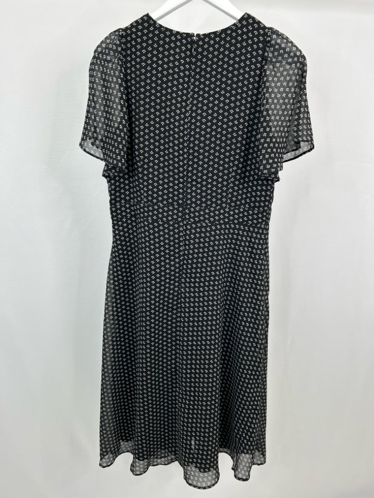 ANN TAYLOR Women Size 8 Black Print Dress