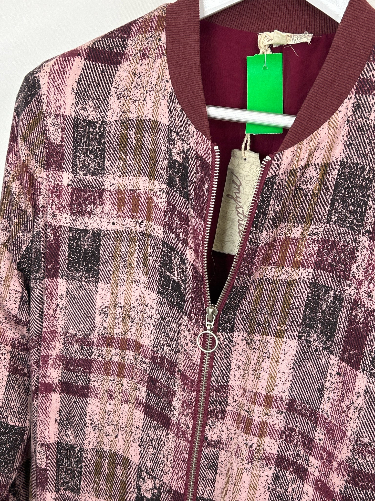 MYSTREE Size S BURGUNDY PLAID Women's Jacket