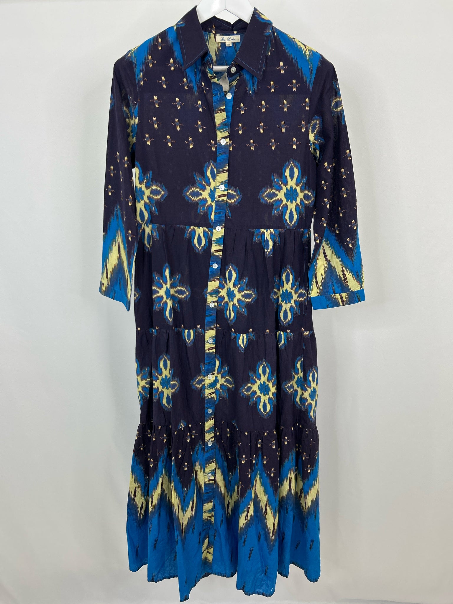 BE BOHO Size XS Navy Print Women Dress