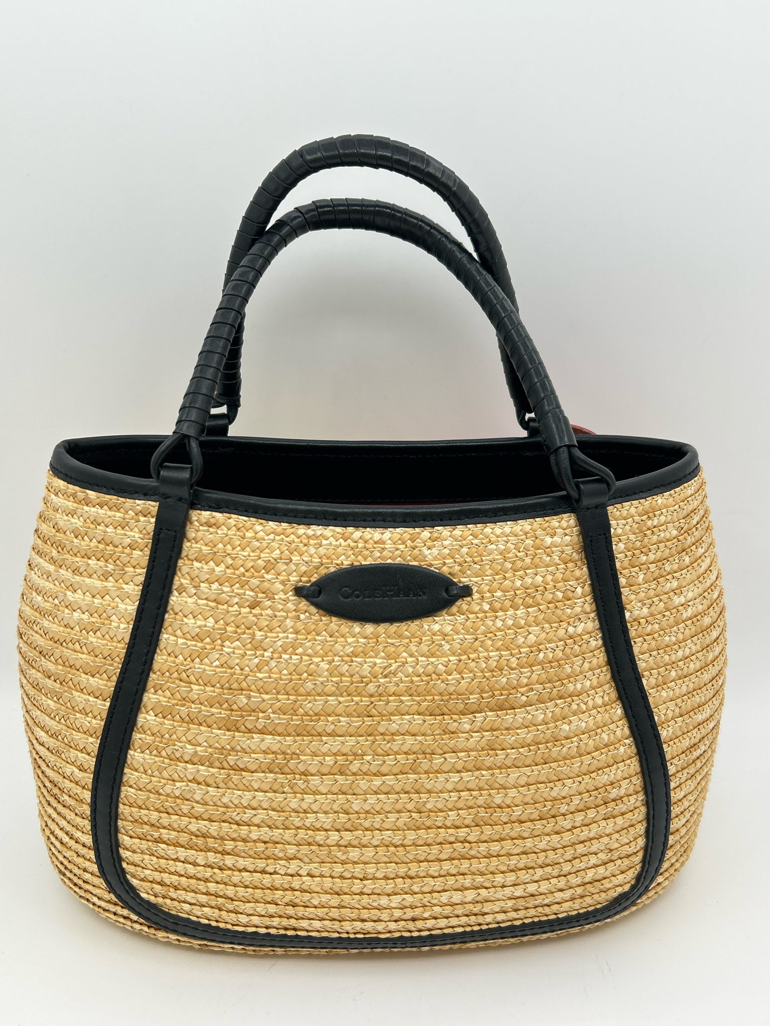 COLE HAAN Straw and Black Women Tote