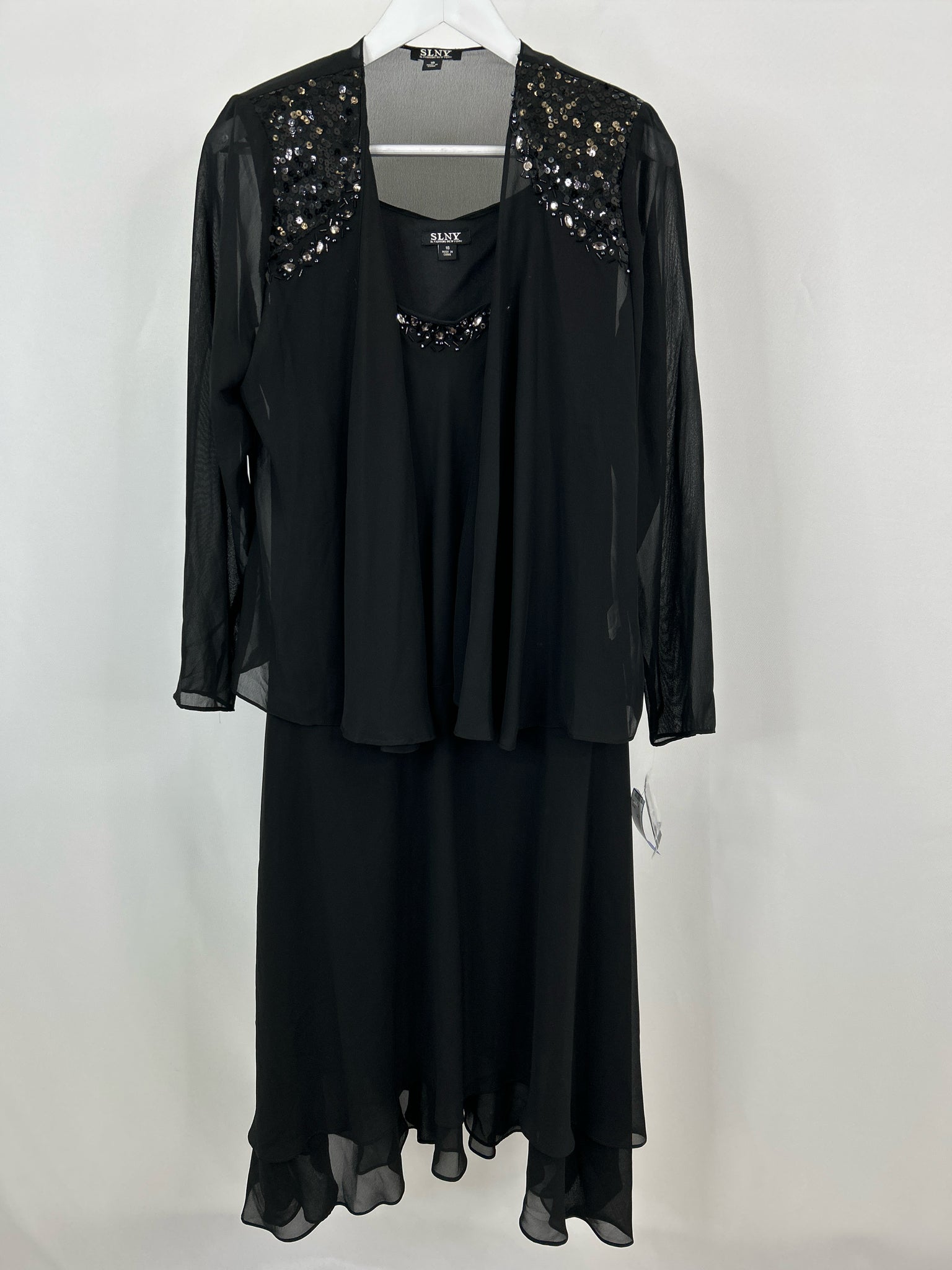 SLNY Size 16 Black Women 2-Piece w/dress