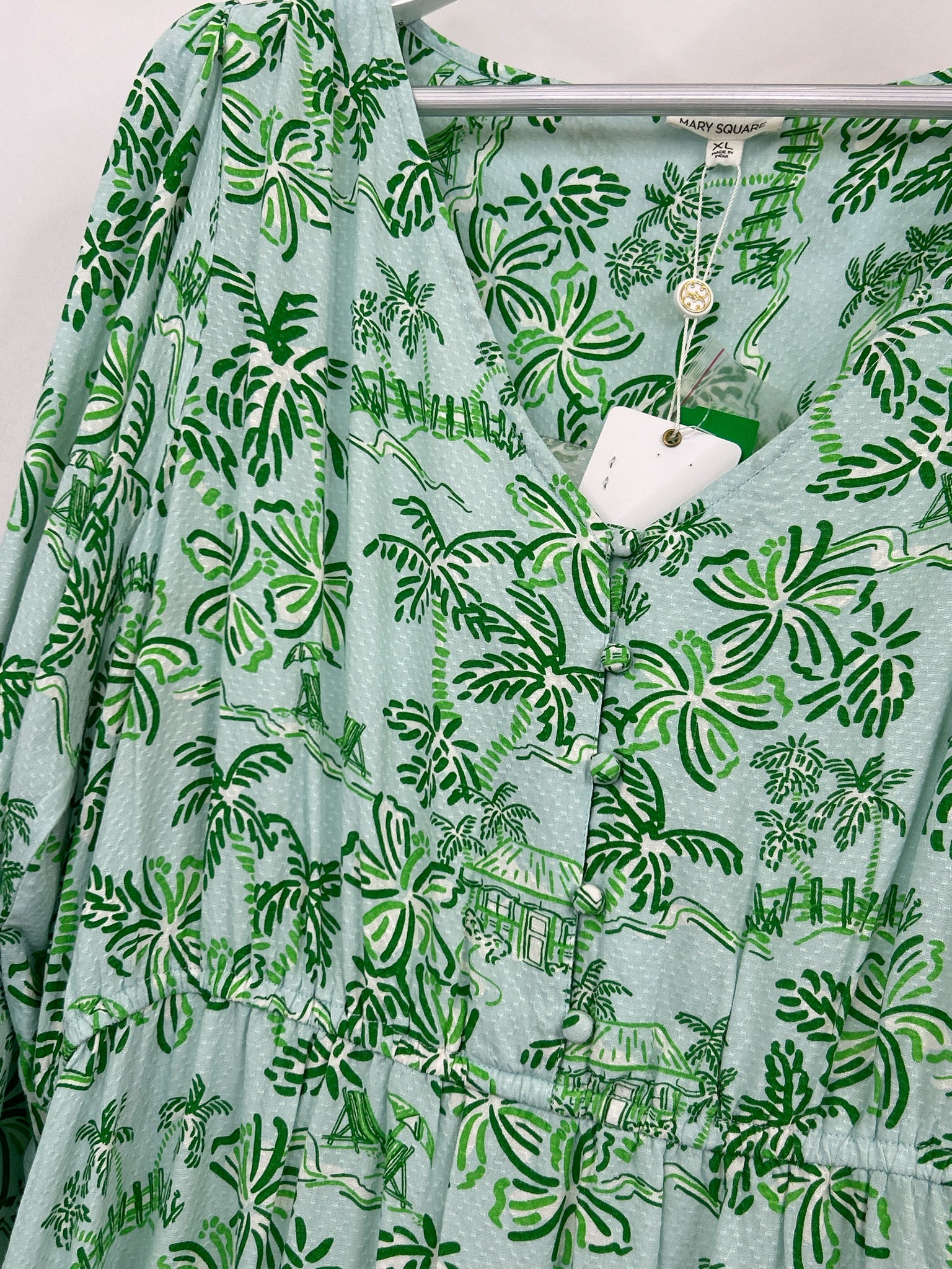 MARY SQUARE Size XL Green and Blue Women Dress