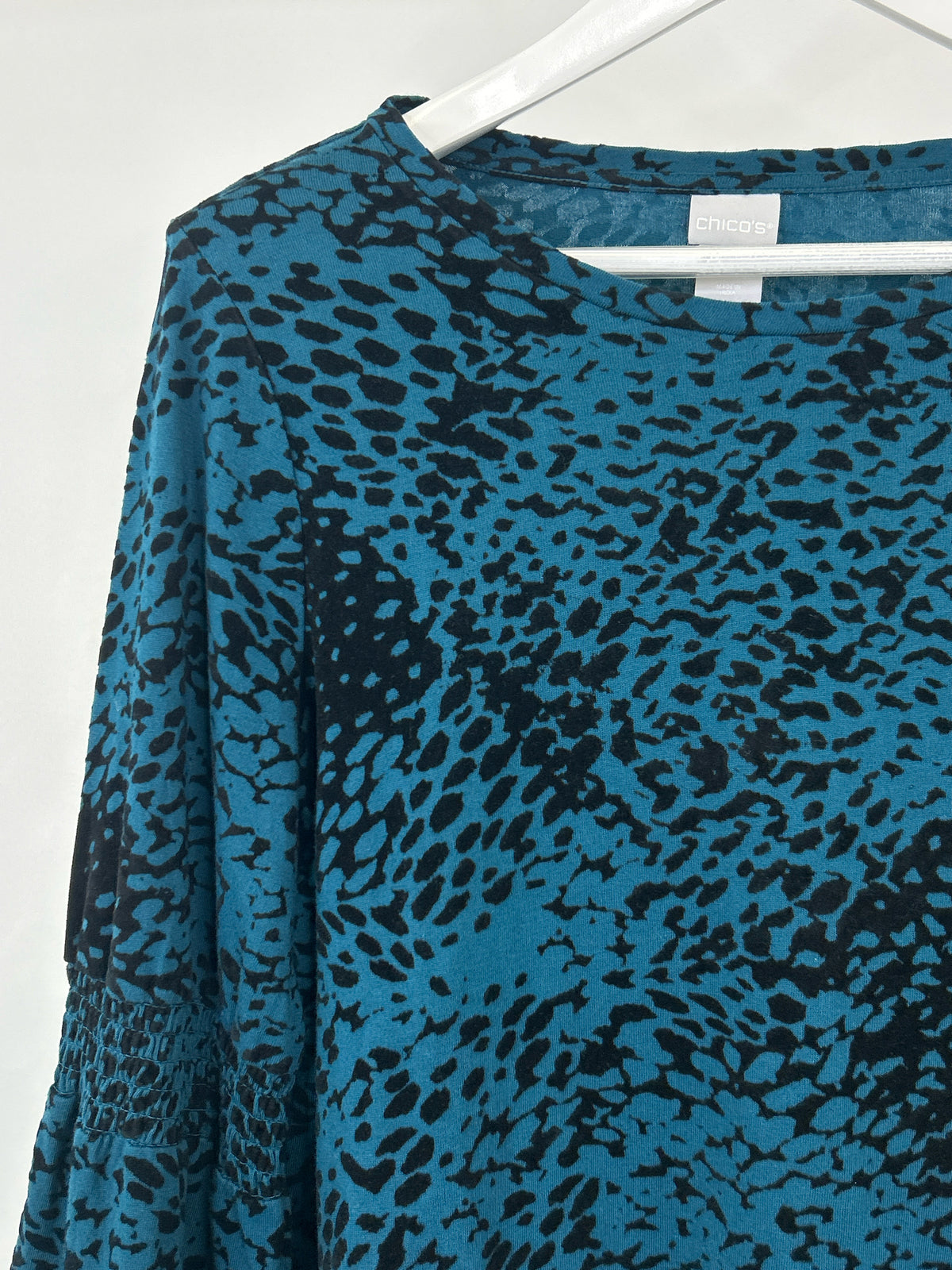 CHICO'S Size L Teal Print Women Top