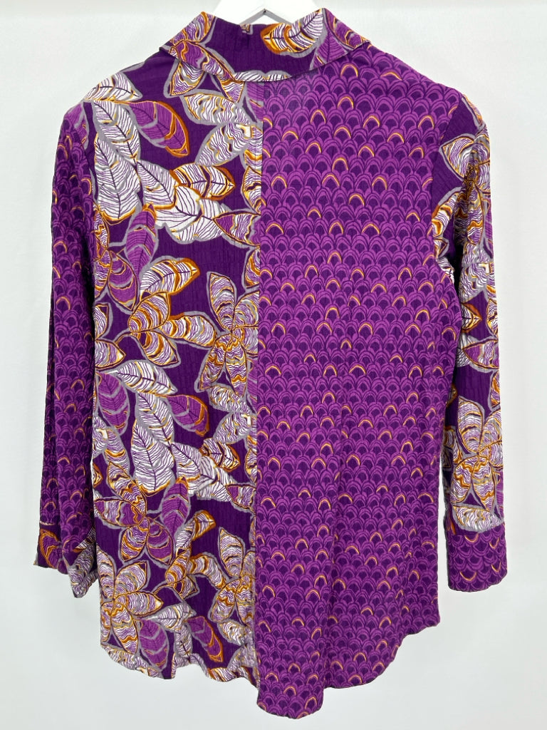 HABITAT Women Size S Purple Print Shirt