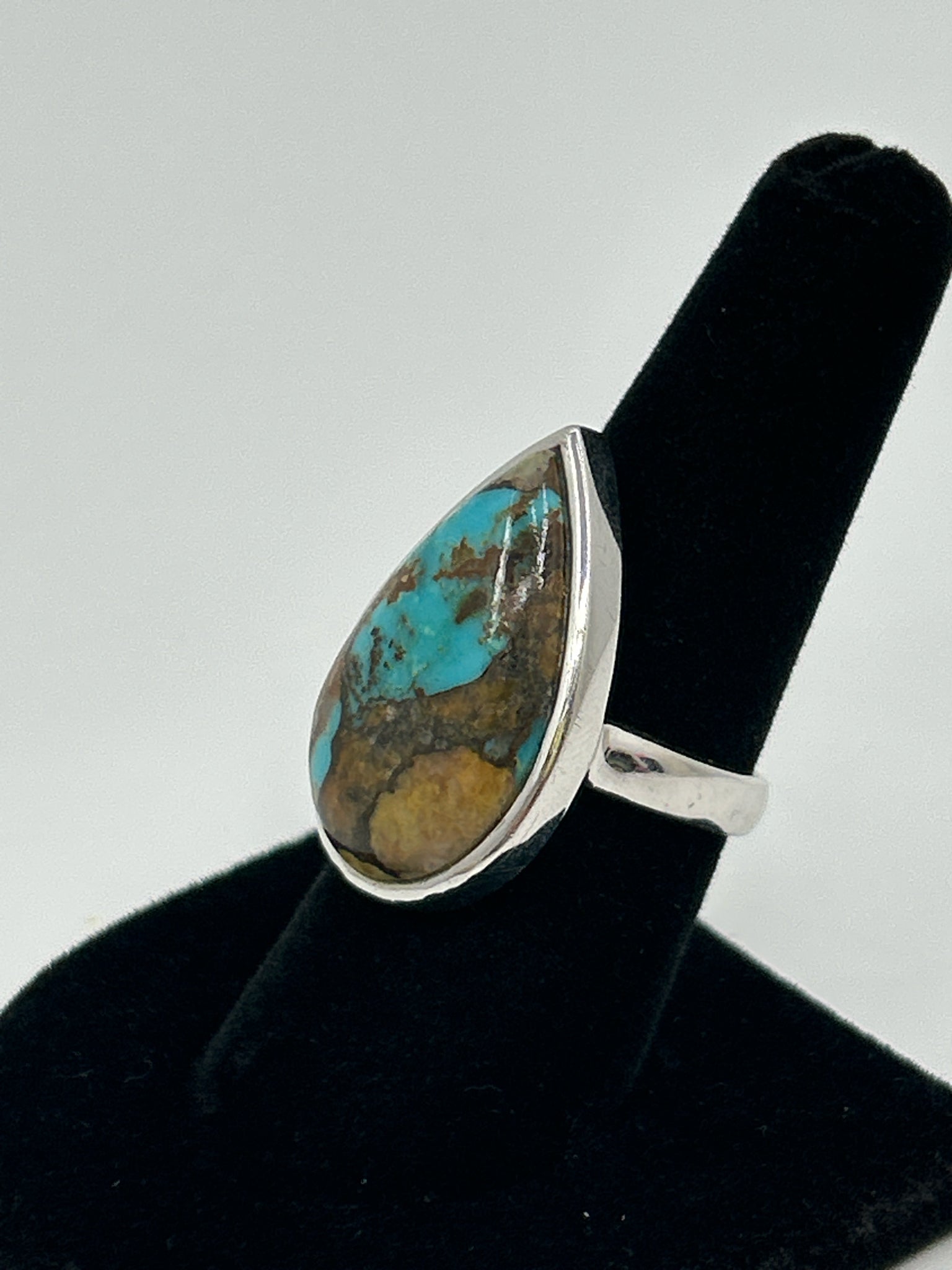 NO BRAND Sterling SILVER AND TURQUOISE Size 8 Ring